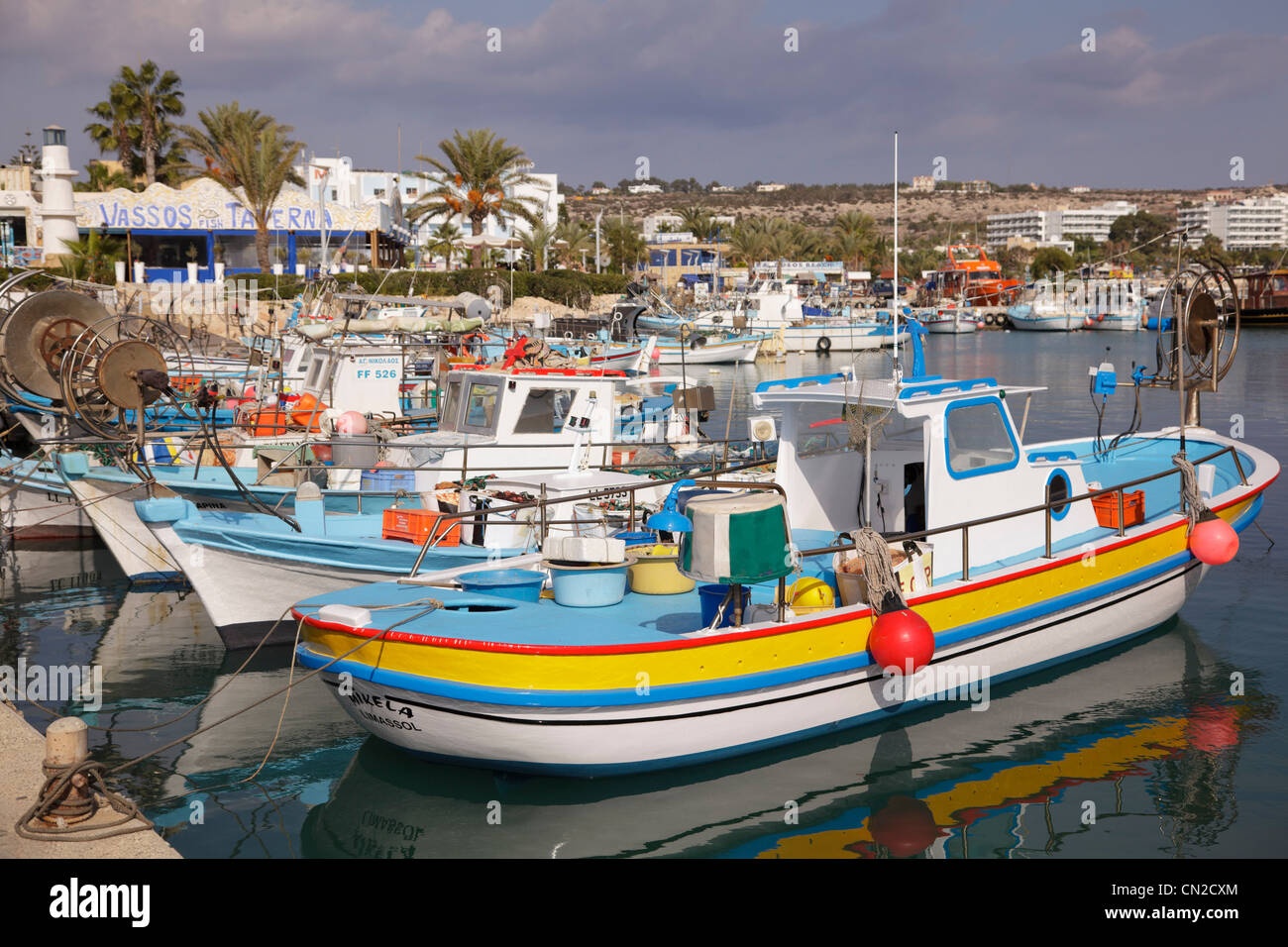 Fishing boats at Ayia Napa harbour, Cyprus. Stock Photo