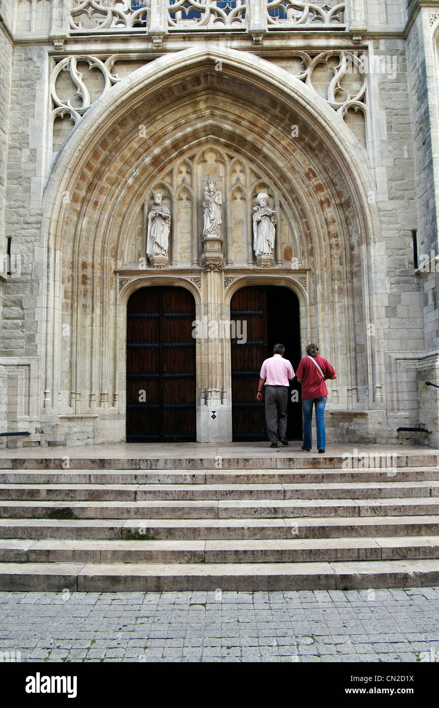 Belgium, Brussels, Anderlecht, Saints-Pierre e Guidon Church, Entrance Stock Photo