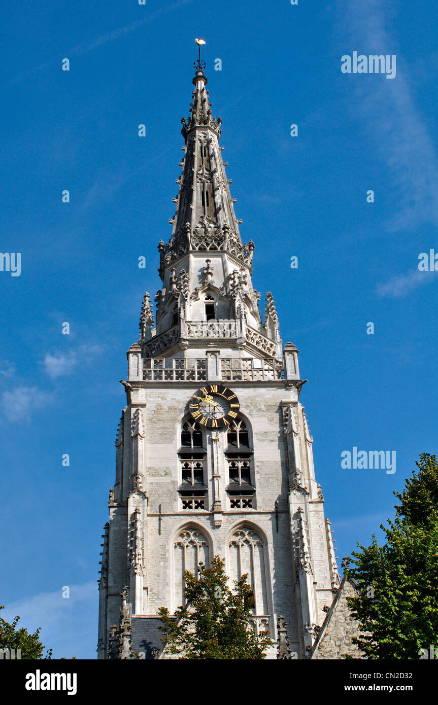 Belgium, Brussels, Anderlecht, Saints-Pierre e Guidon Church, Belfry Stock Photo