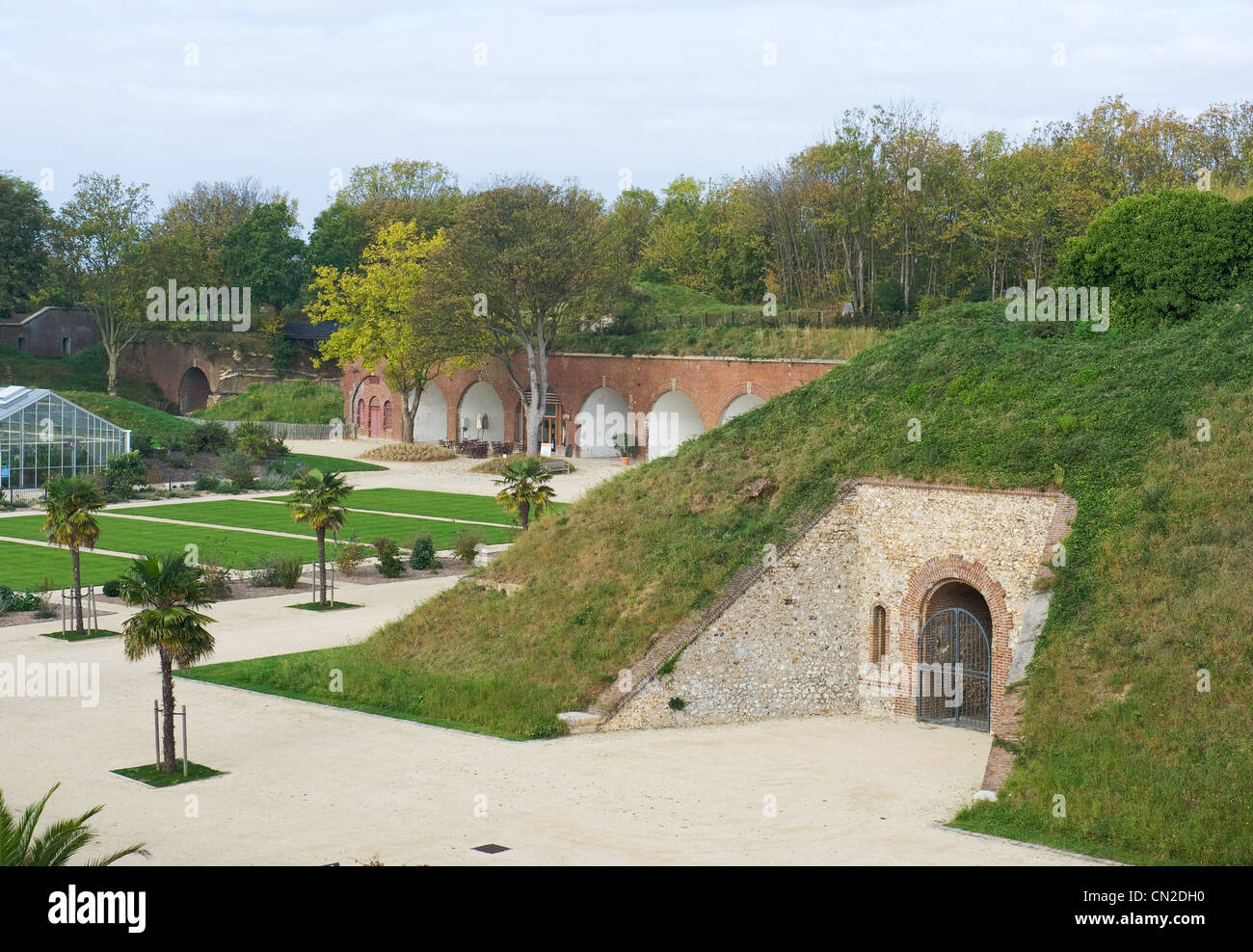 The Jardins Suspendus, hanging gardens of Le Havre, were set up in the reconverted Fort Sainte-Adresse, Normandy,France Stock Photo