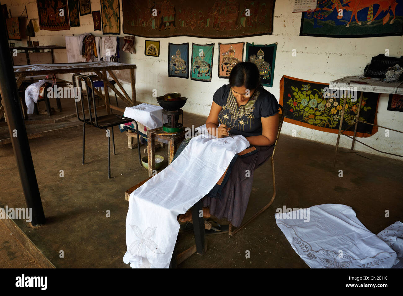 Sri Lanka - Matale, batik workshop Stock Photo