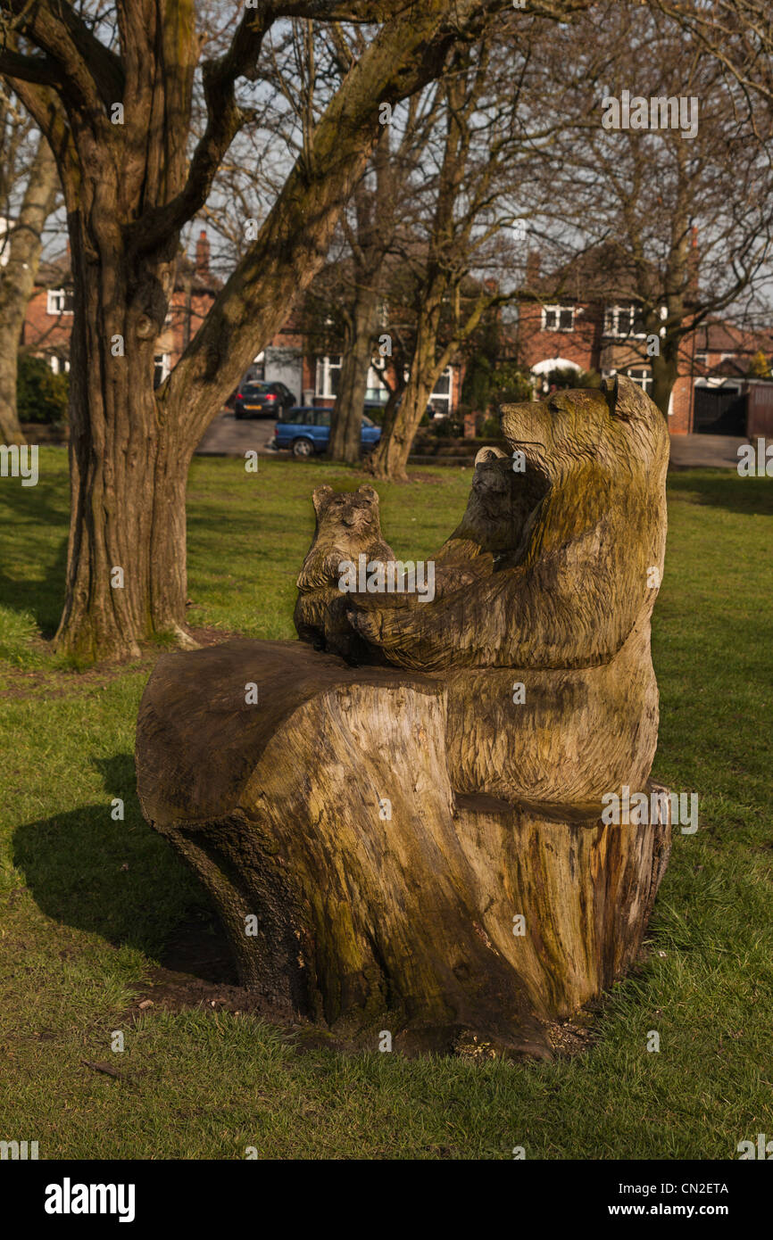 Wood Cut using a chainsaw Stock Photo