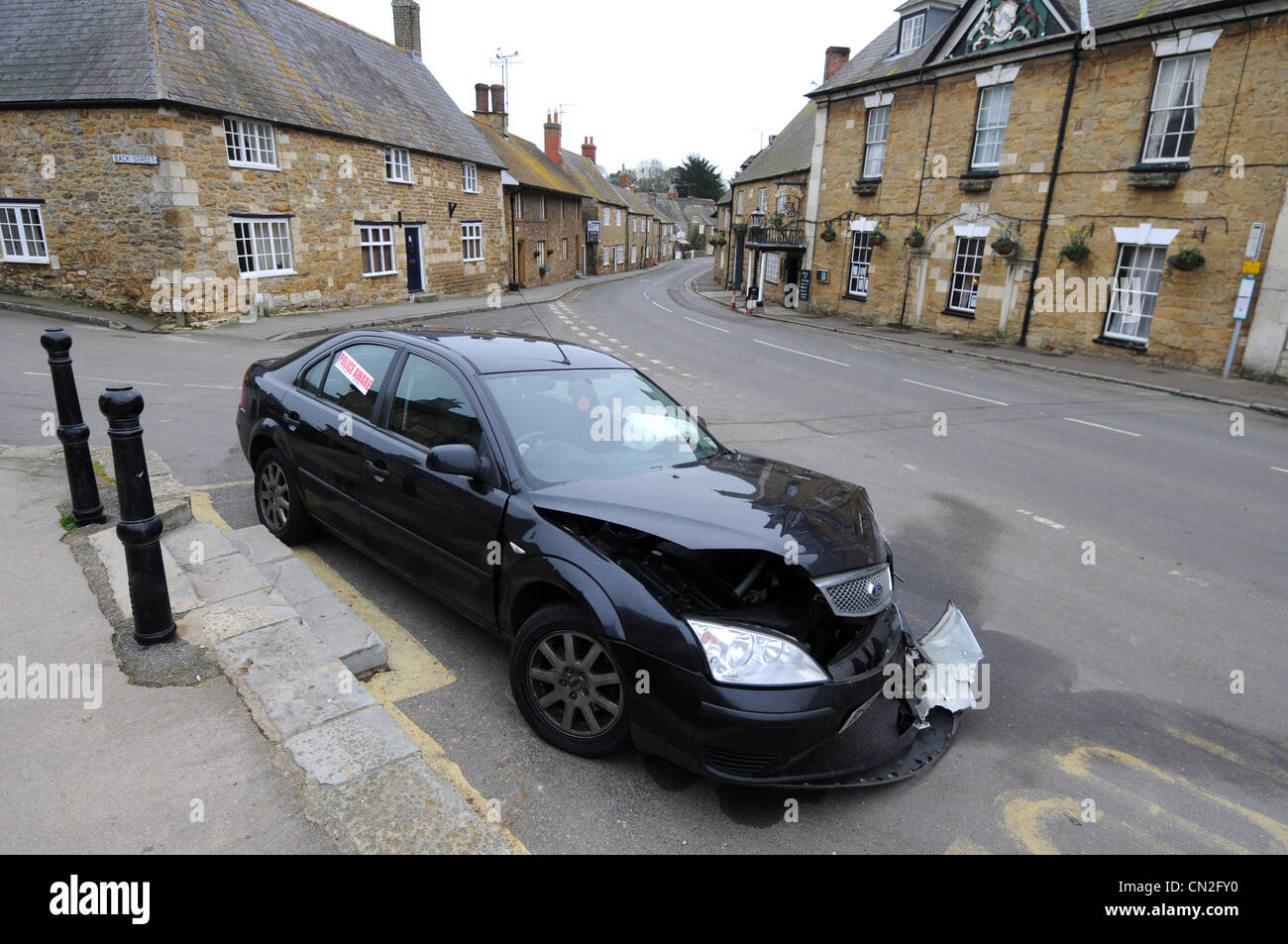 Police aware notice sticker on an abandoned car, UK Stock Photo