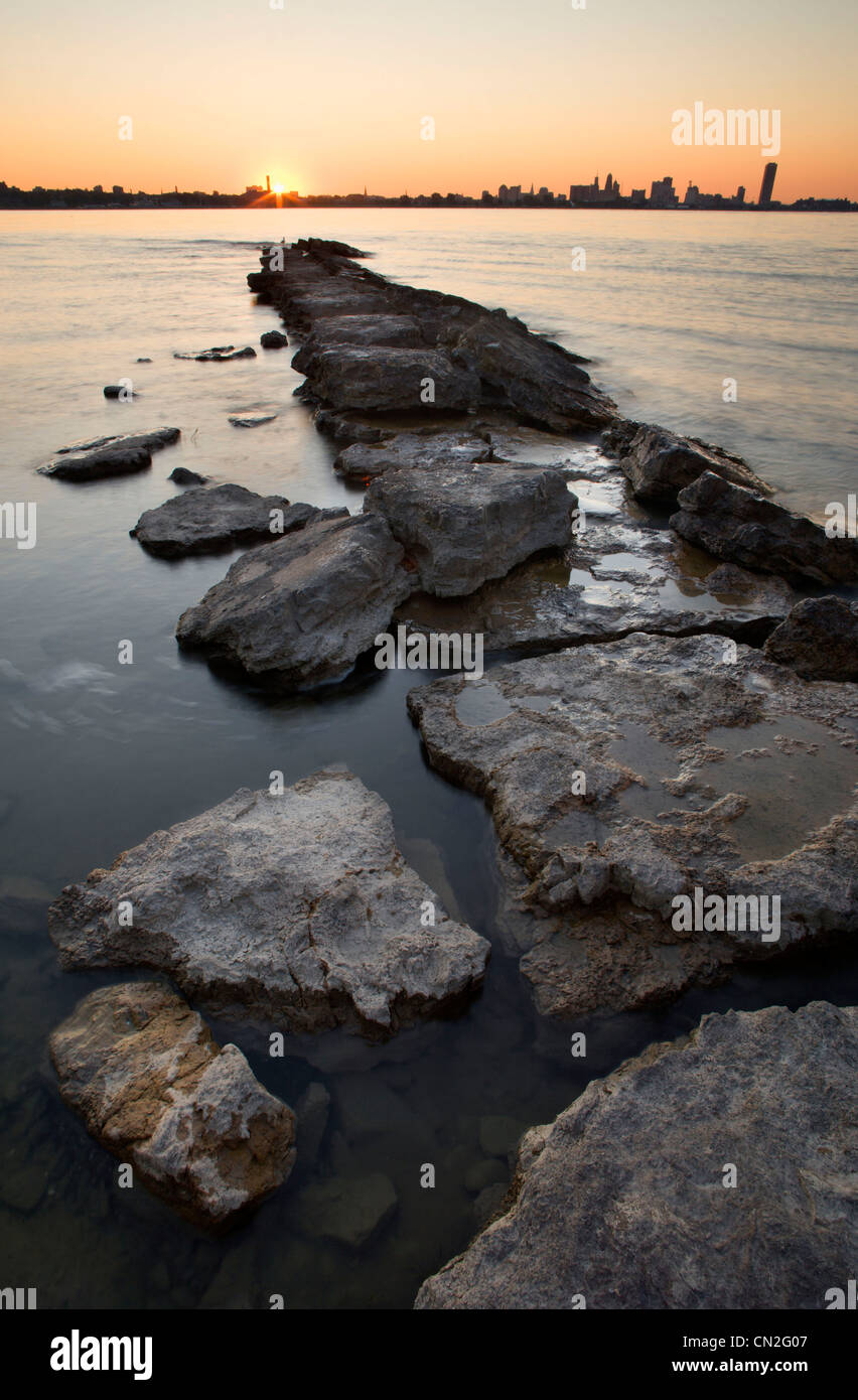 Lake Erie in Fort Erie, Ontario looking towards Buffalo, New York