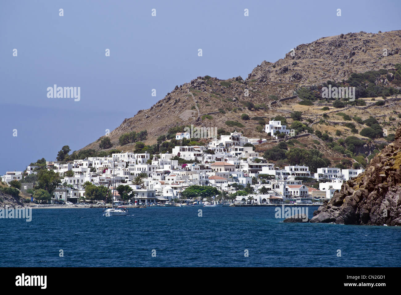 Harbour on the Greek Island of Patmos Stock Photo - Alamy