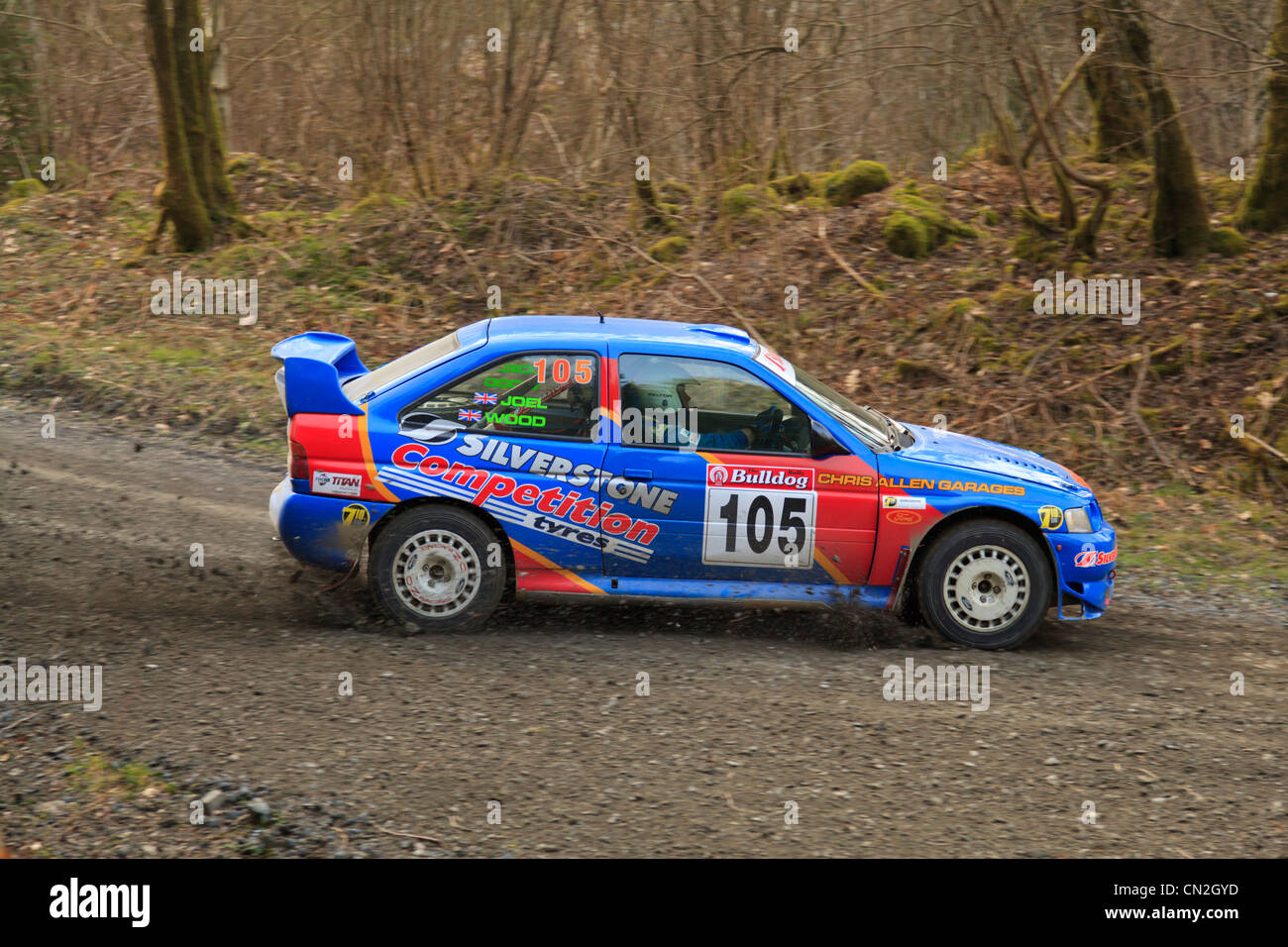A rally car in the Dyfnant Forest During the Bulldog Rally 2012 Stock ...