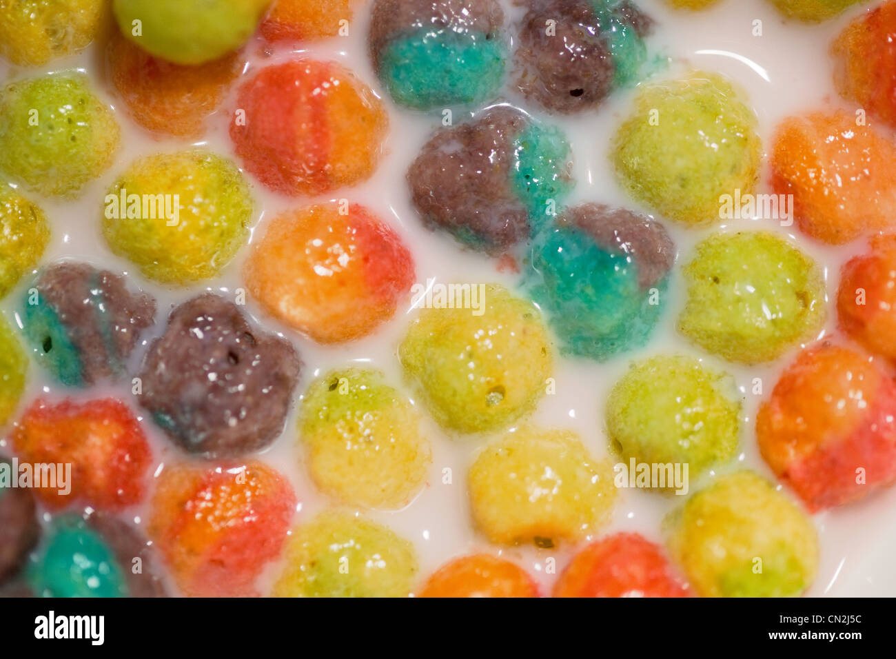 Colorful breakfast cereal, close up Stock Photo