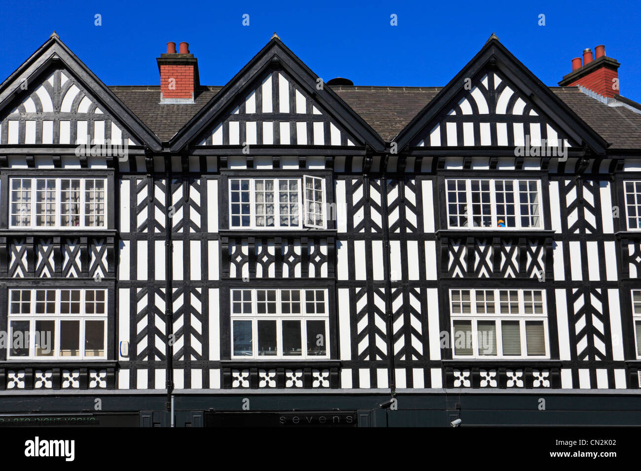 Mock tudor half timber buildings in Chesterfield, Derbyshire, England, UK. Stock Photo