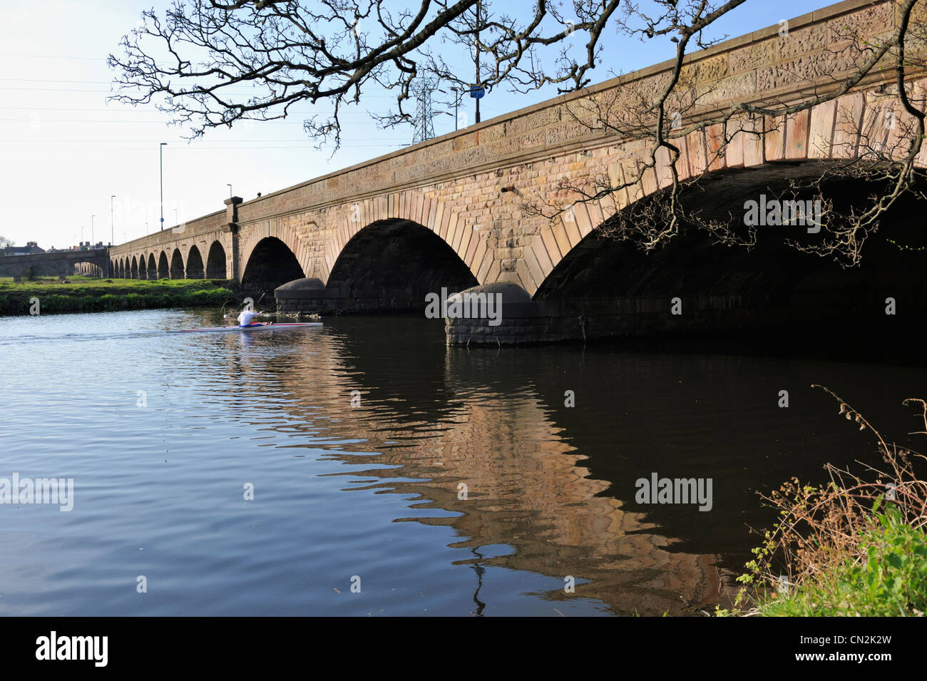Old Burton Bridge in Burton upon Trent, river Trent Stock Photo