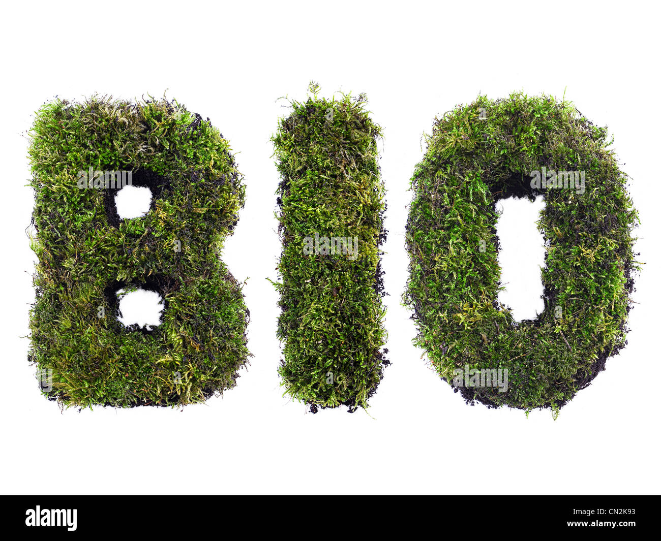 BIO word formed from moss isolated on white Stock Photo