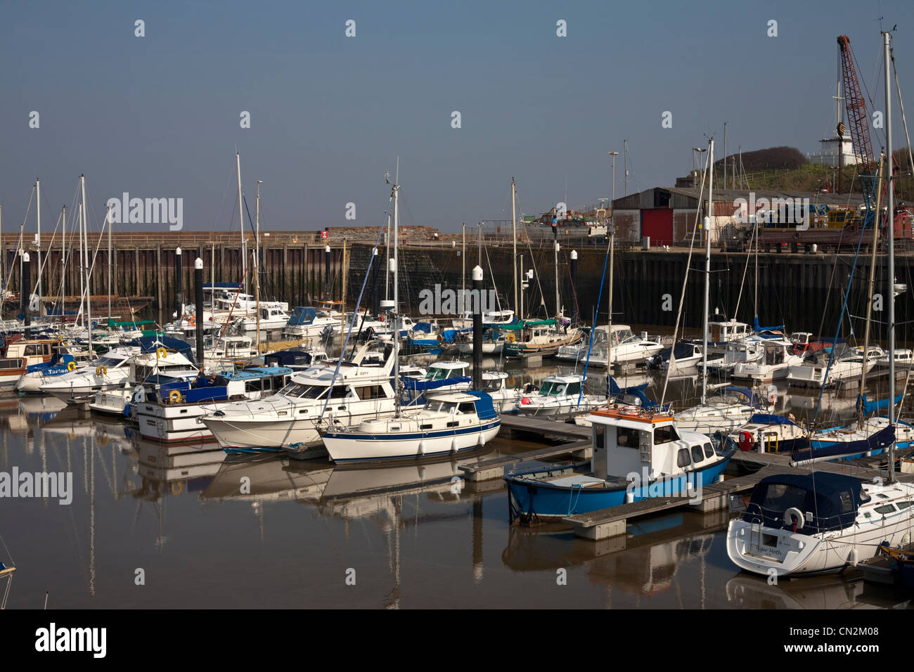 watchet harbour with moored boats Stock Photo