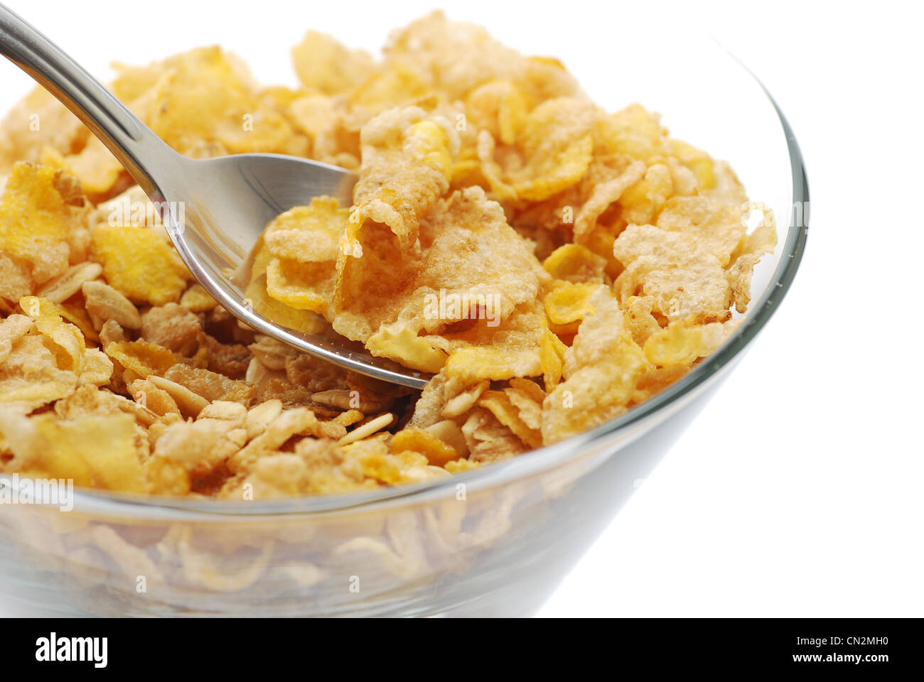 Healthy fiber cereal on white background Stock Photo