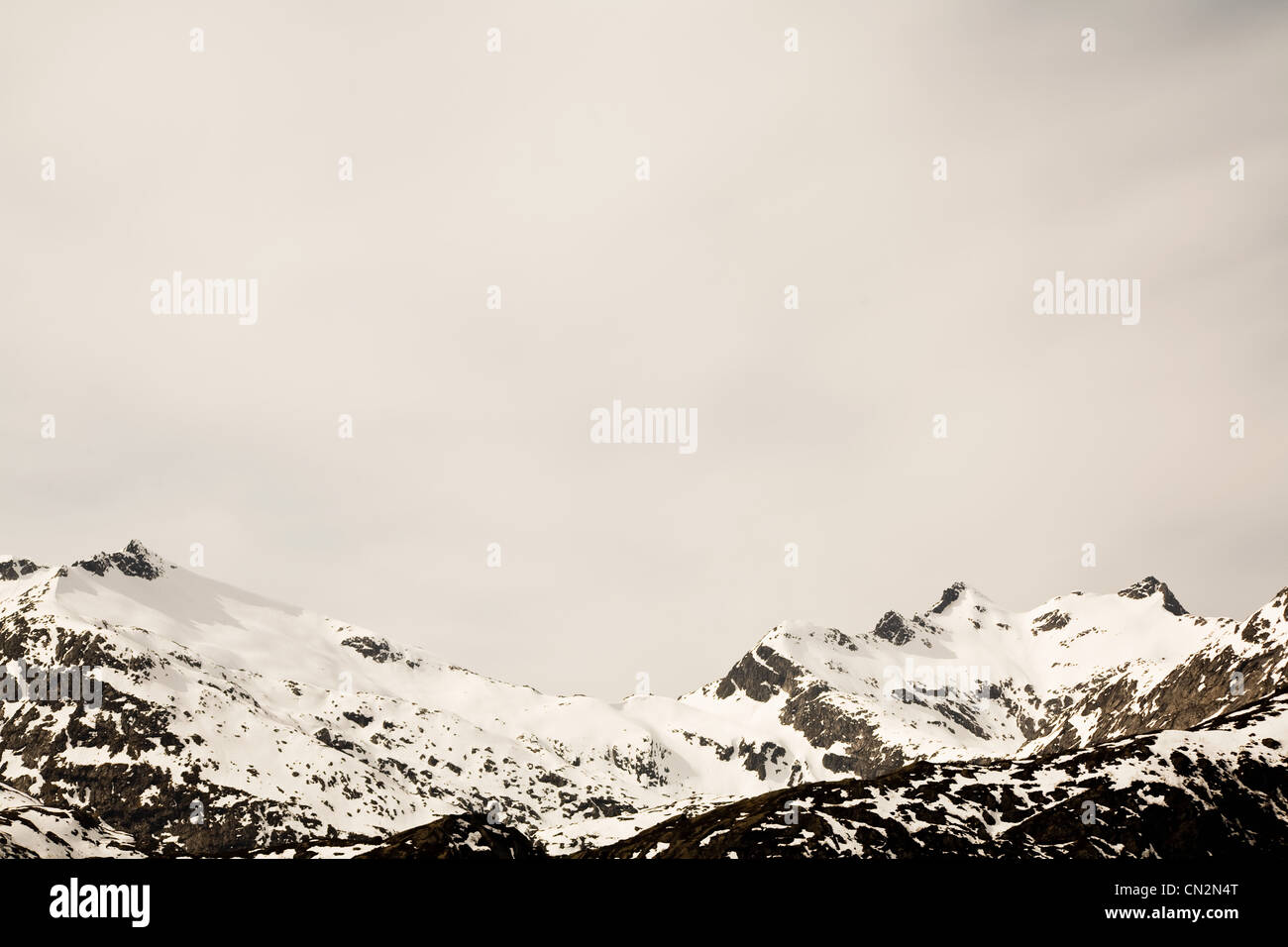 Snowcapped mountains, Lofoten, Norway Stock Photo