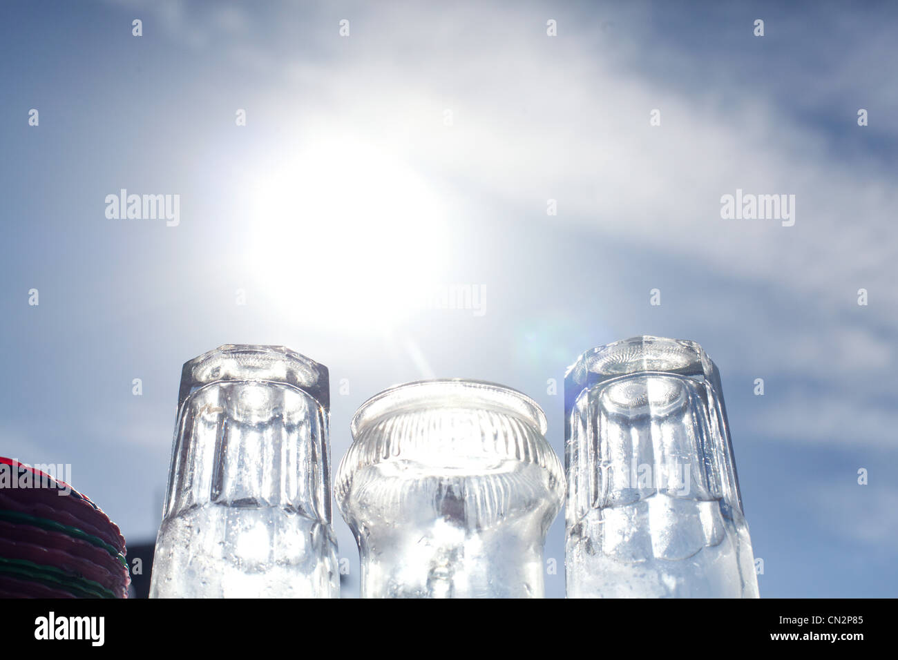 Three drinking glasses, upside down Stock Photo Alamy