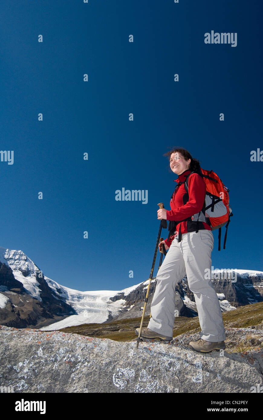 Vertical image woman hiking hi-res stock photography and images - Alamy