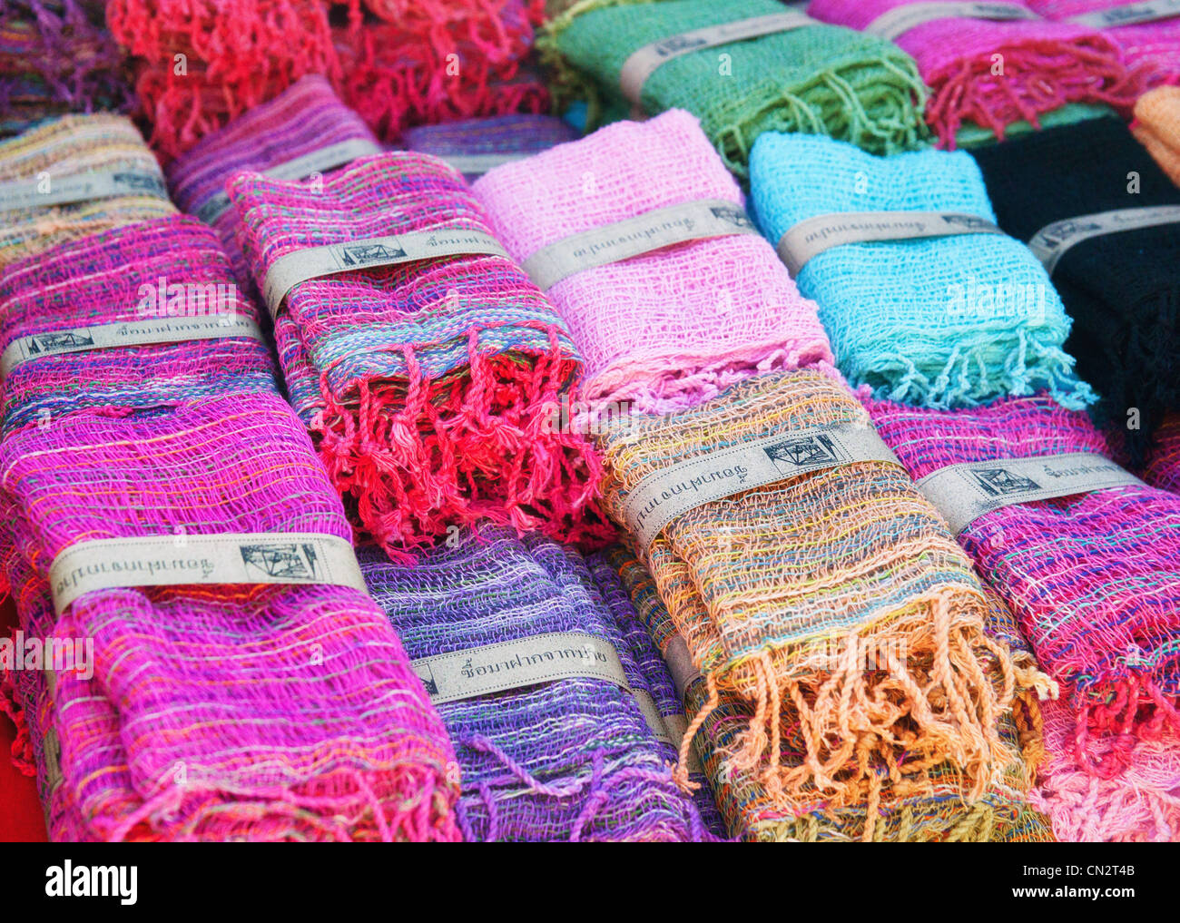 fabric for sale in markets in thailand Stock Photo Alamy