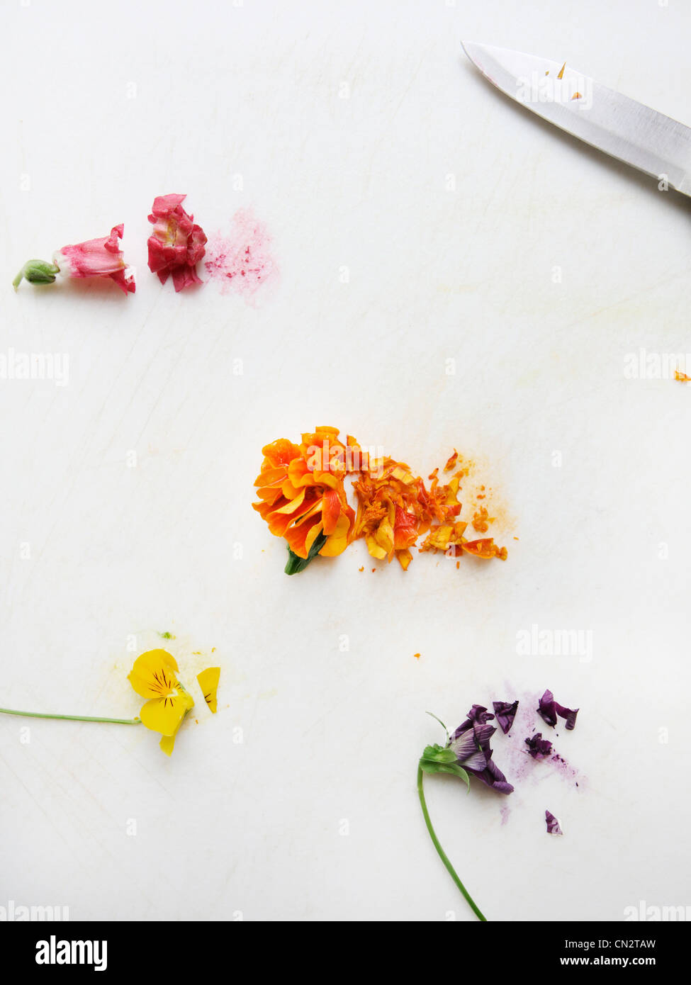 Chopped edible flowers Stock Photo Alamy