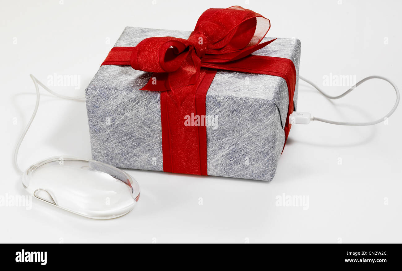 Gift Box With Computer Mouse Stock Photo Alamy