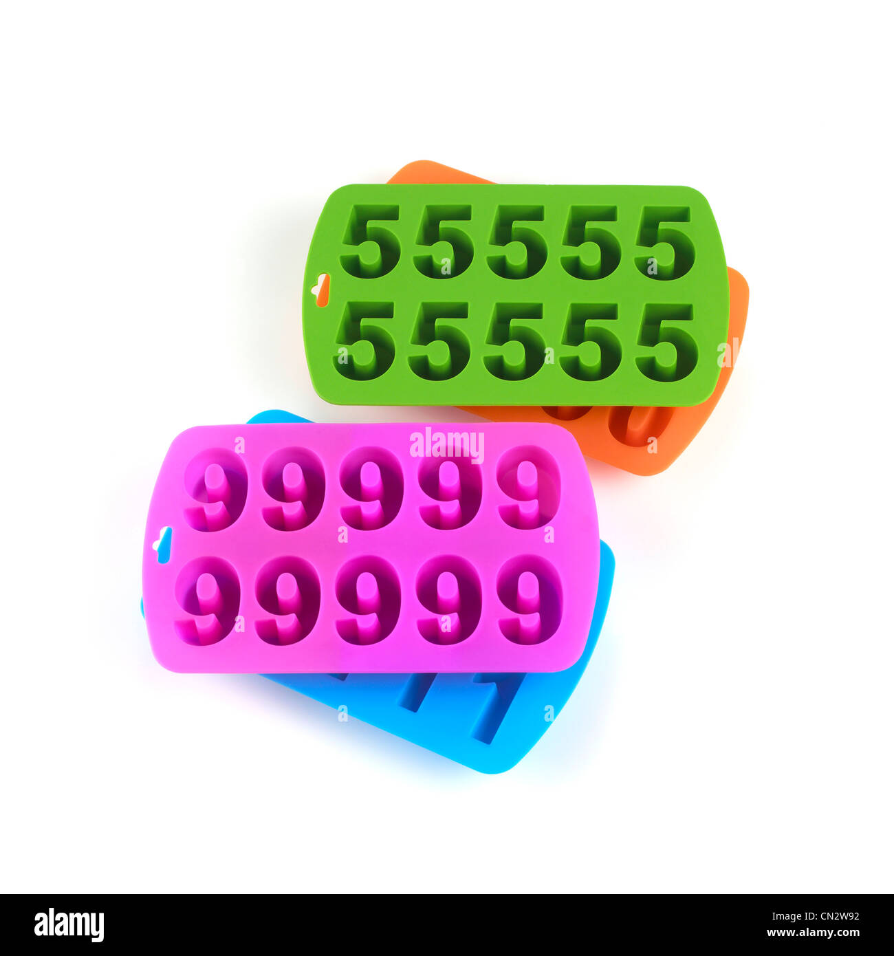 Colorful Number Ice Trays Stock Photo