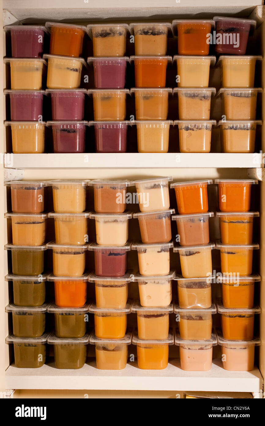 Fridge full of baby food Stock Photo Alamy