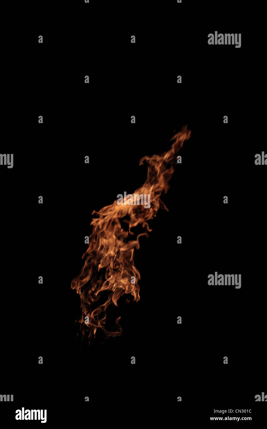 Flame of fire isolated on black - real photo Stock Photo - Alamy