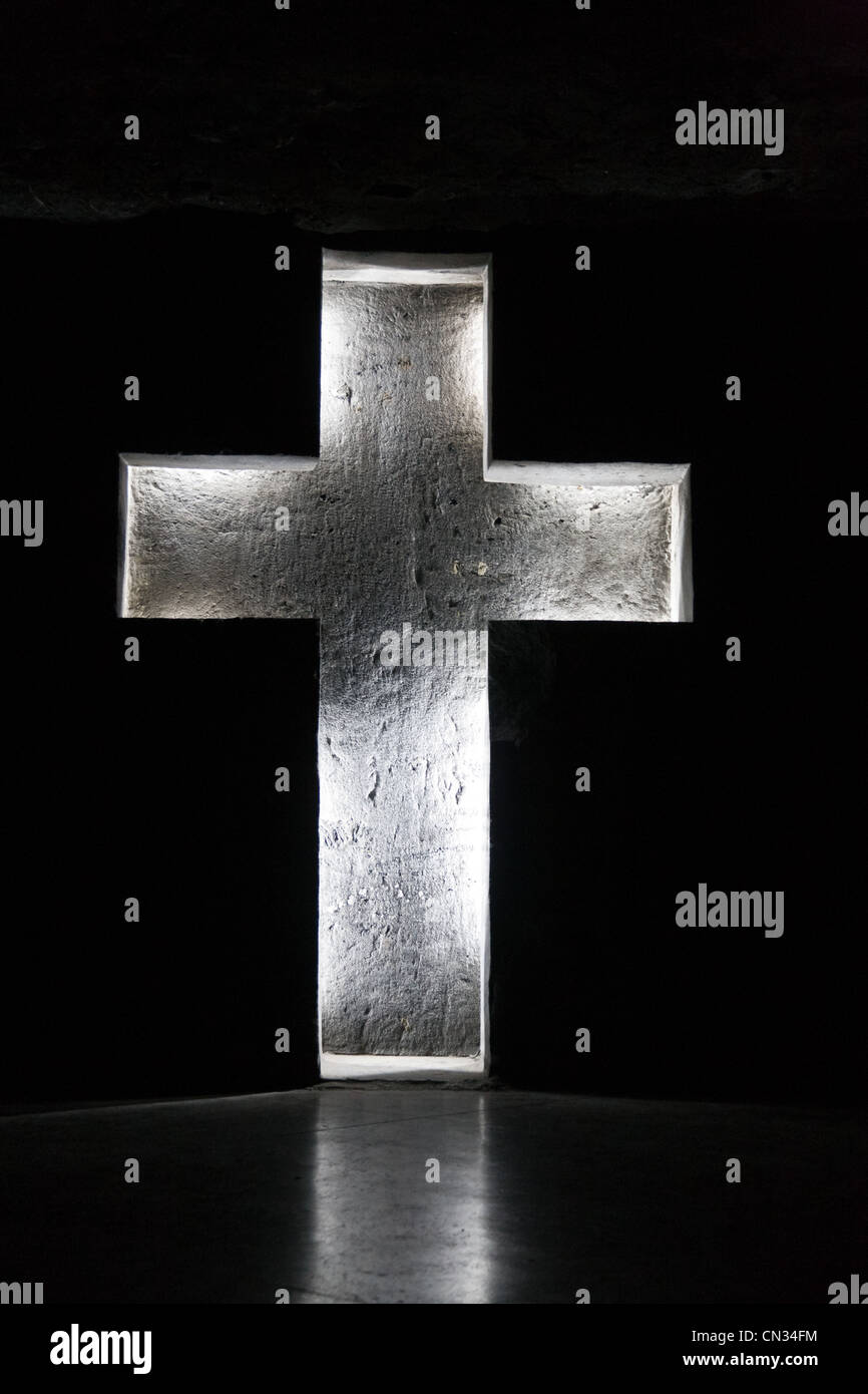 Cross, Salt Cathedral of Zipaquira, Columbia Stock Photo