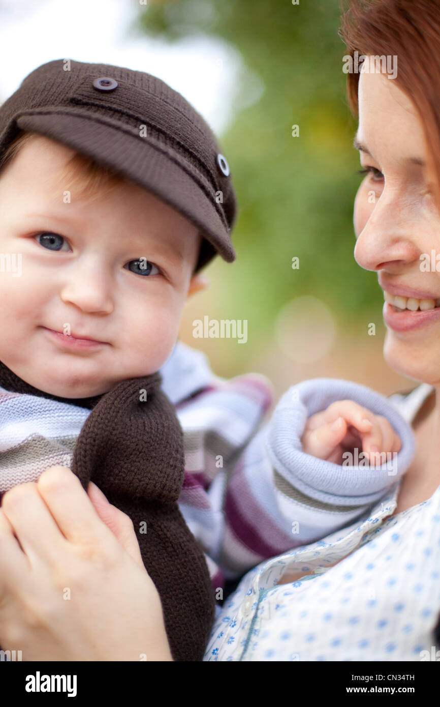 Mother and baby son, portrait Stock Photo