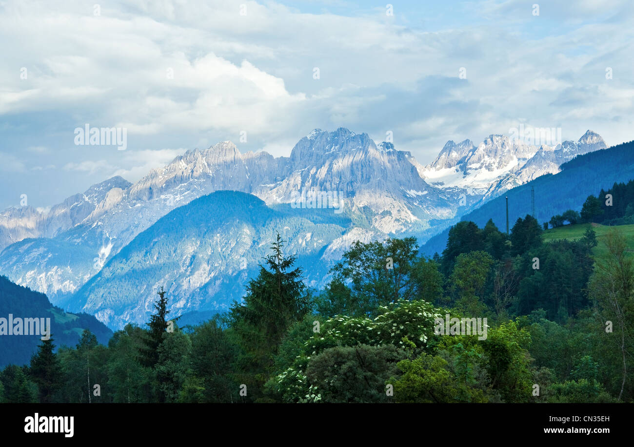 Summer Alps mountains (Austria, view to Italian Dolomite Stock Photo ...