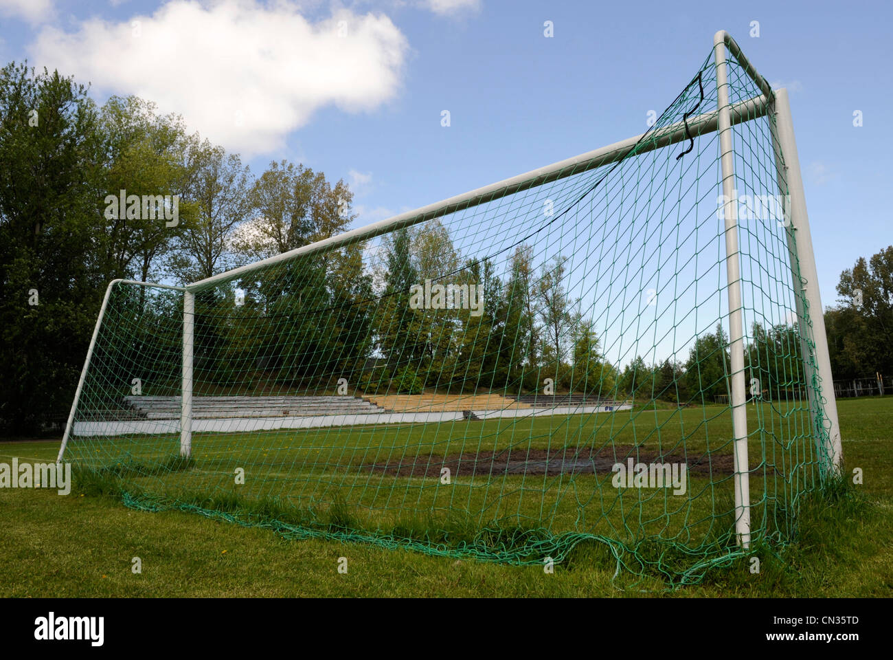 Soccer goalpost, Football goal and pitch Stock Photo Alamy