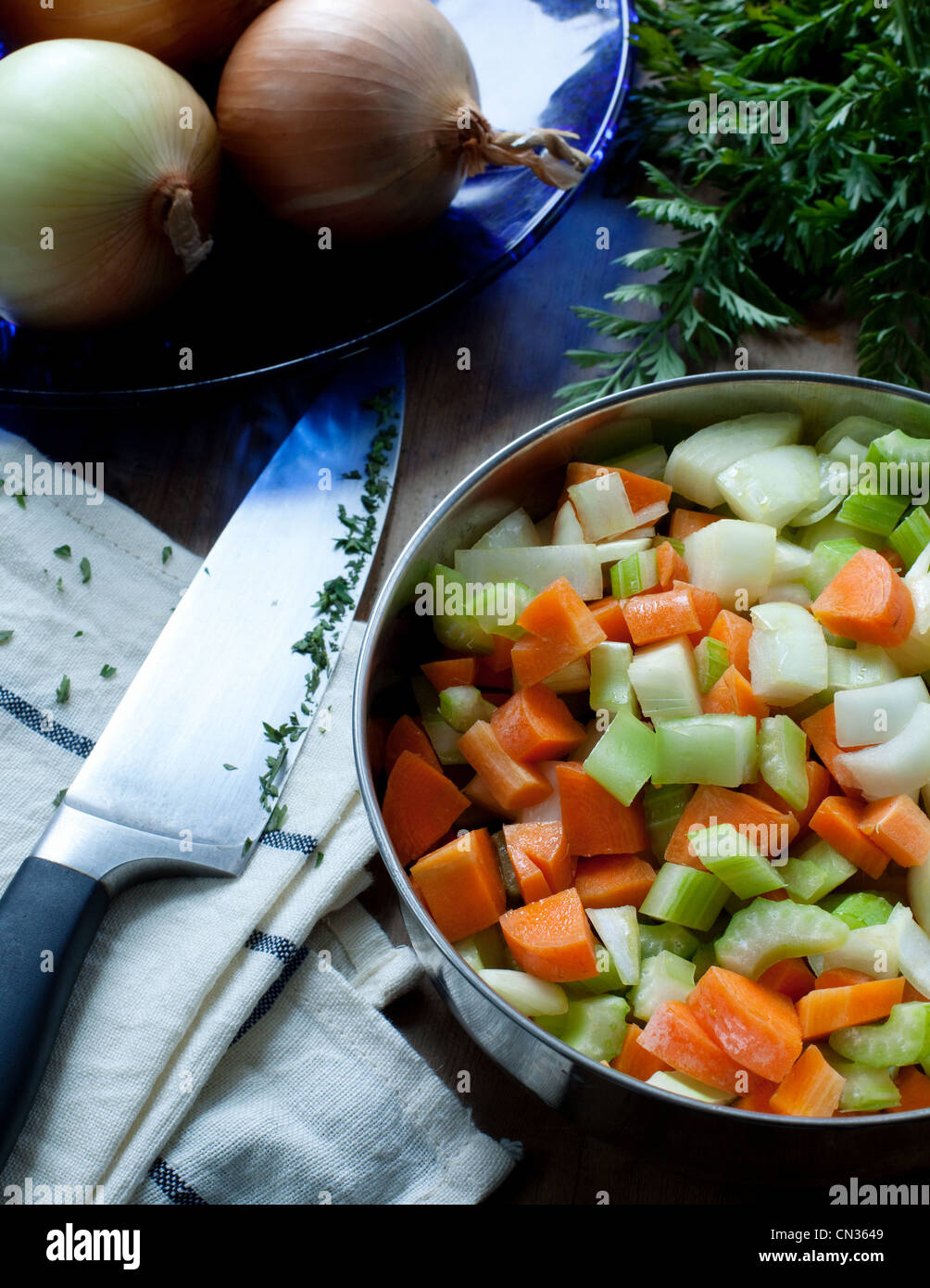 Freshly chopped vegetables Stock Photo