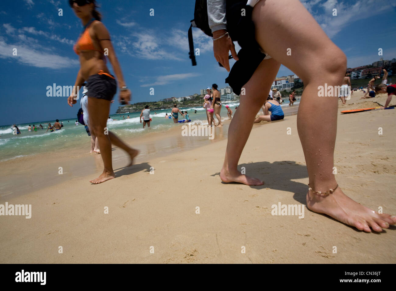 Australia, New South Wales, Sydney, women going out of the water at the Bondi beach Stock Photo