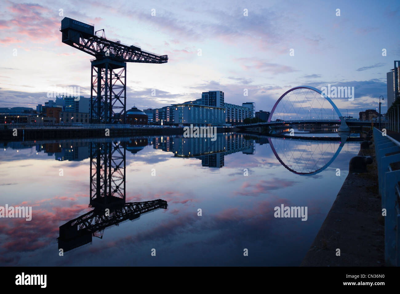 Scotland, Glasgow, Clydebank, The Finneston Crane and Modern Clydebank