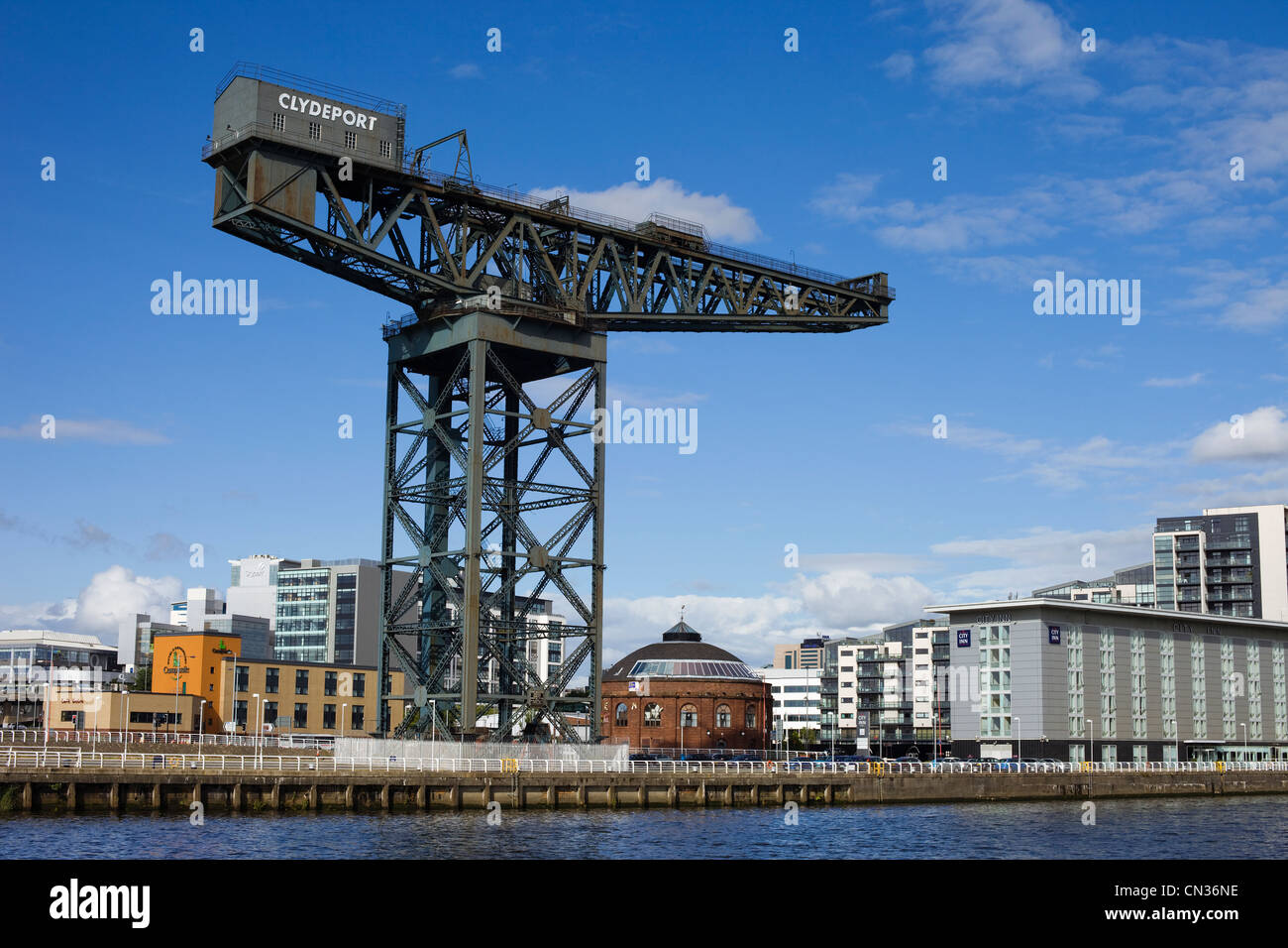 Scotland, Glasgow, Clydebank, The Finneston Crane and Modern Clydebank