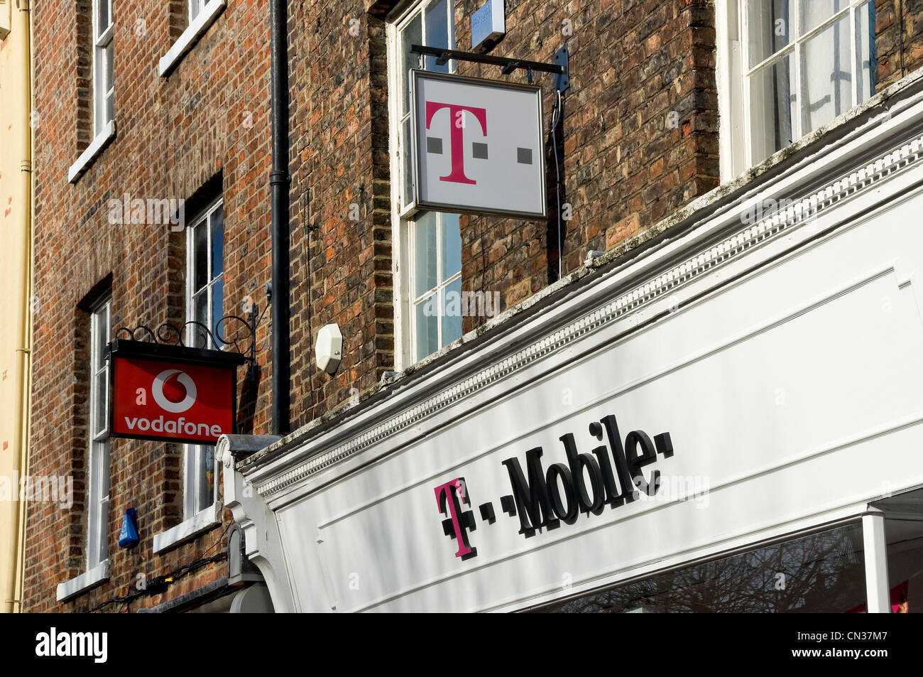 Close up of T Mobile phone shop store sign signage England UK United