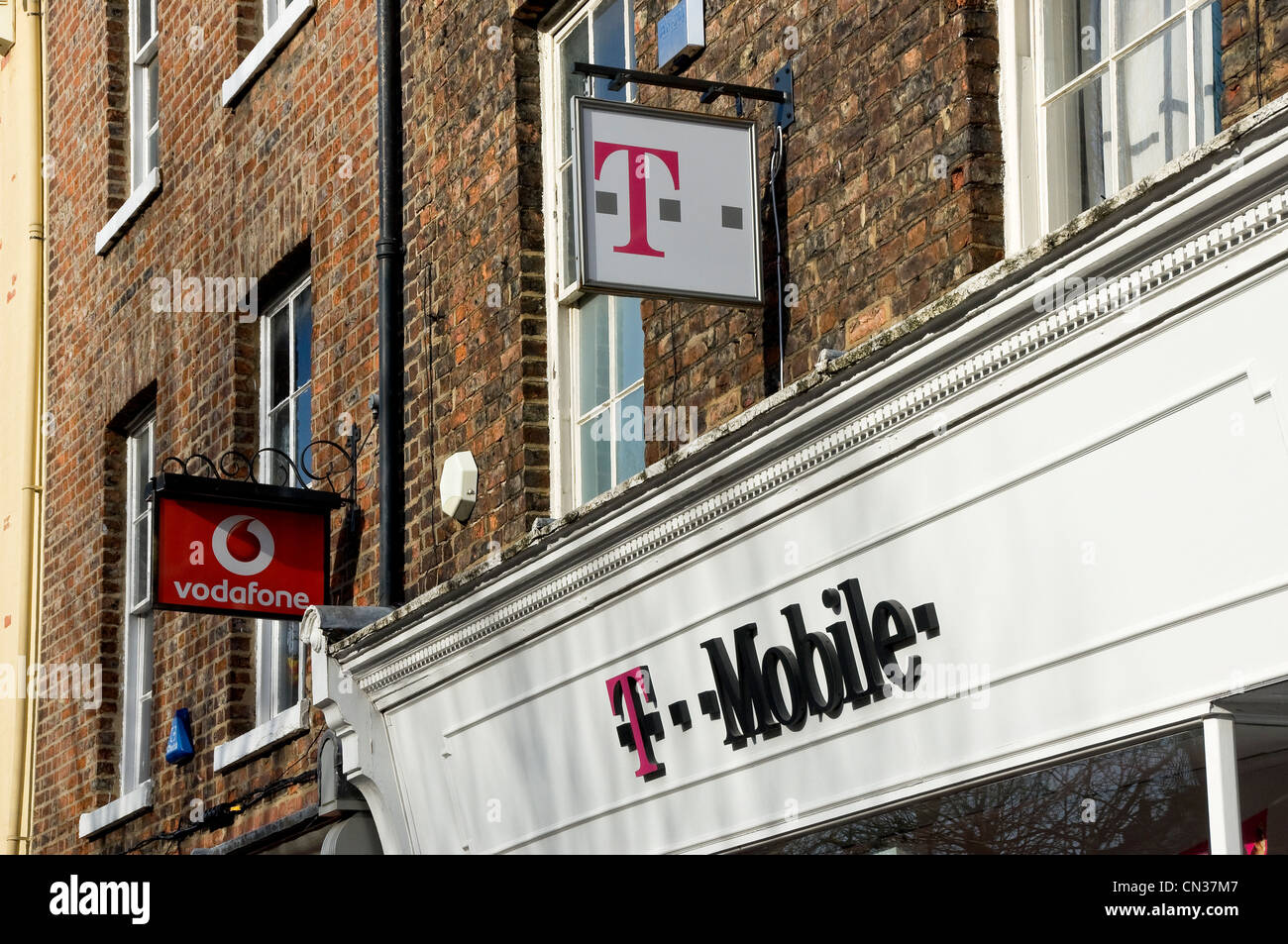Close up of T Mobile phone shop store sign signage England UK United Kingdom GB Great Britain Stock Photo