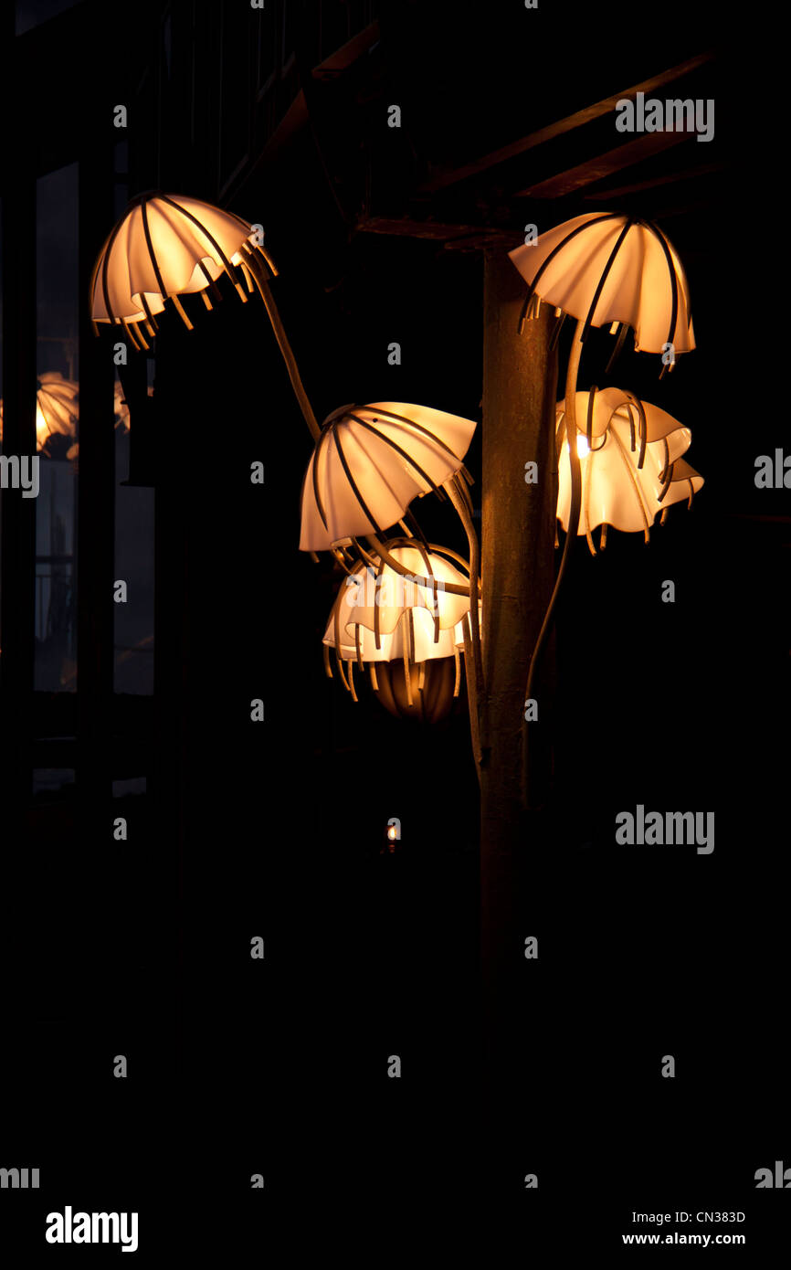 Umbrella lights in Restaurant Stock Photo Alamy