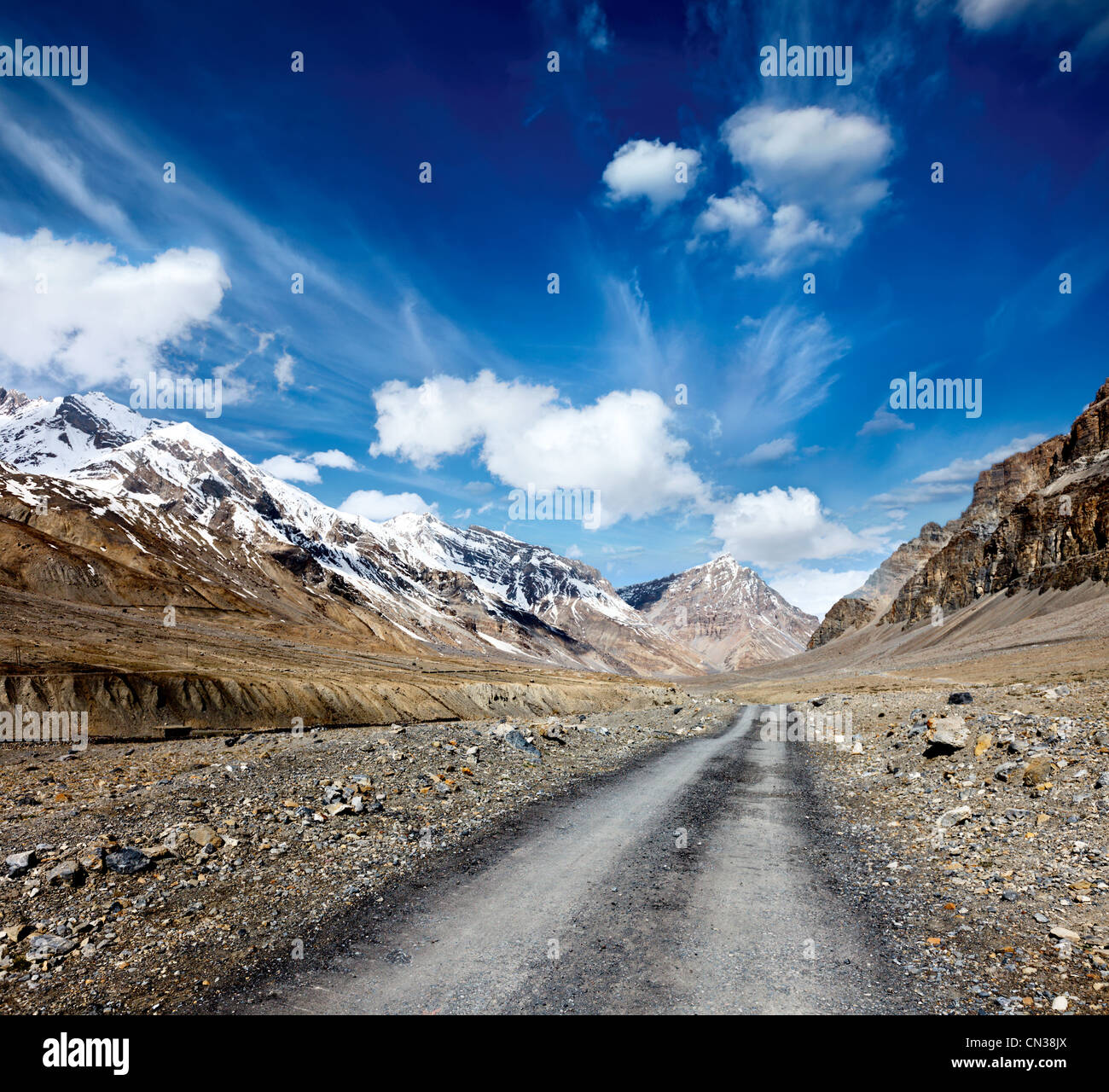 Road In Mountains Himalayas Spiti Valley Himachal Pradesh India