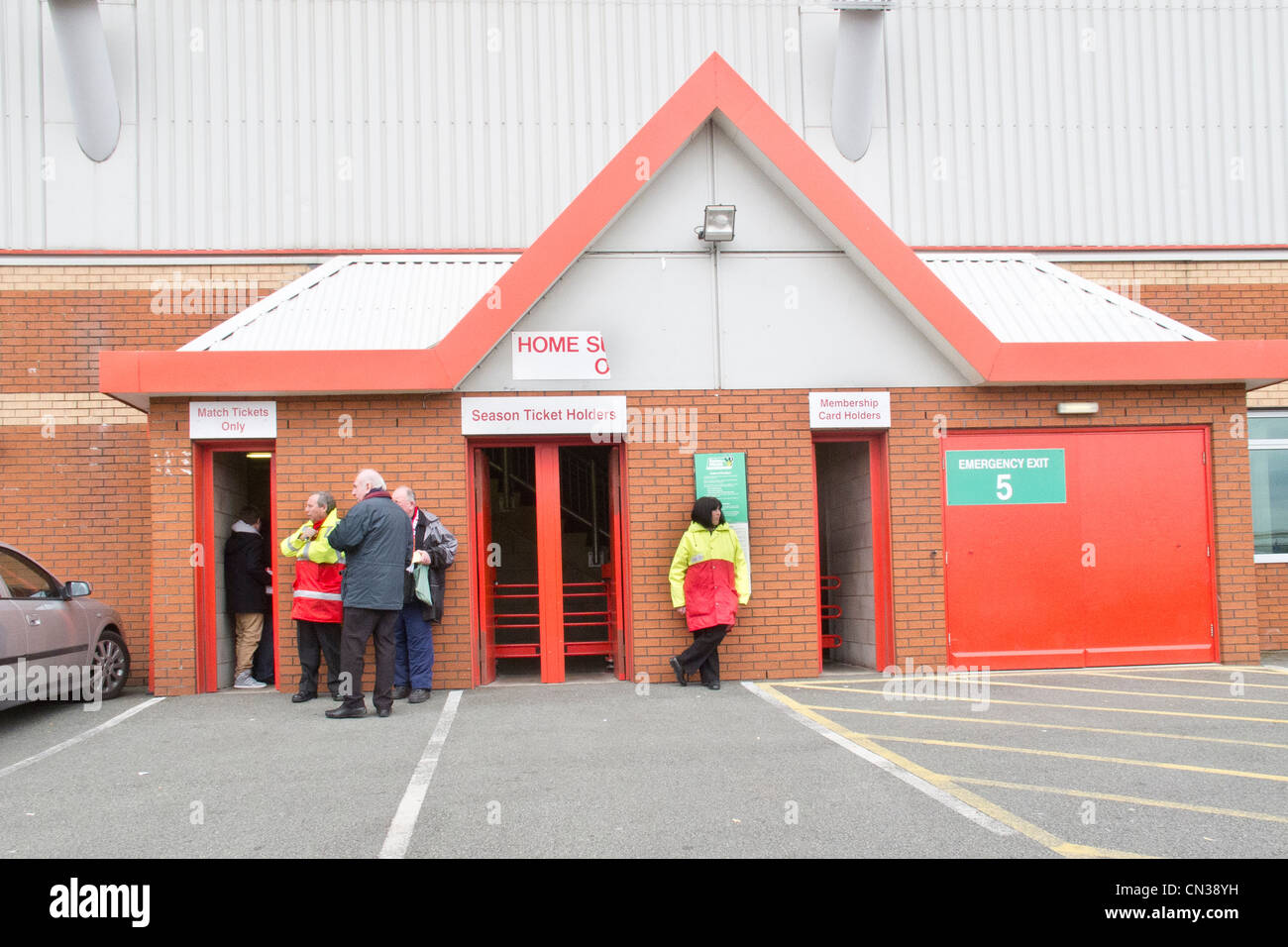 Crewe Alexandra on Match Day with the turnstiles Stock Photo