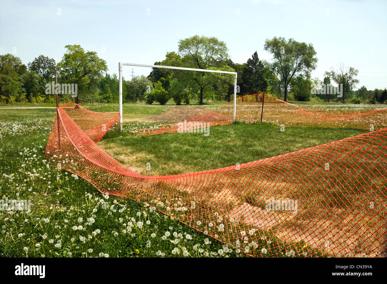 Fence on soccer field Stock Photo Alamy