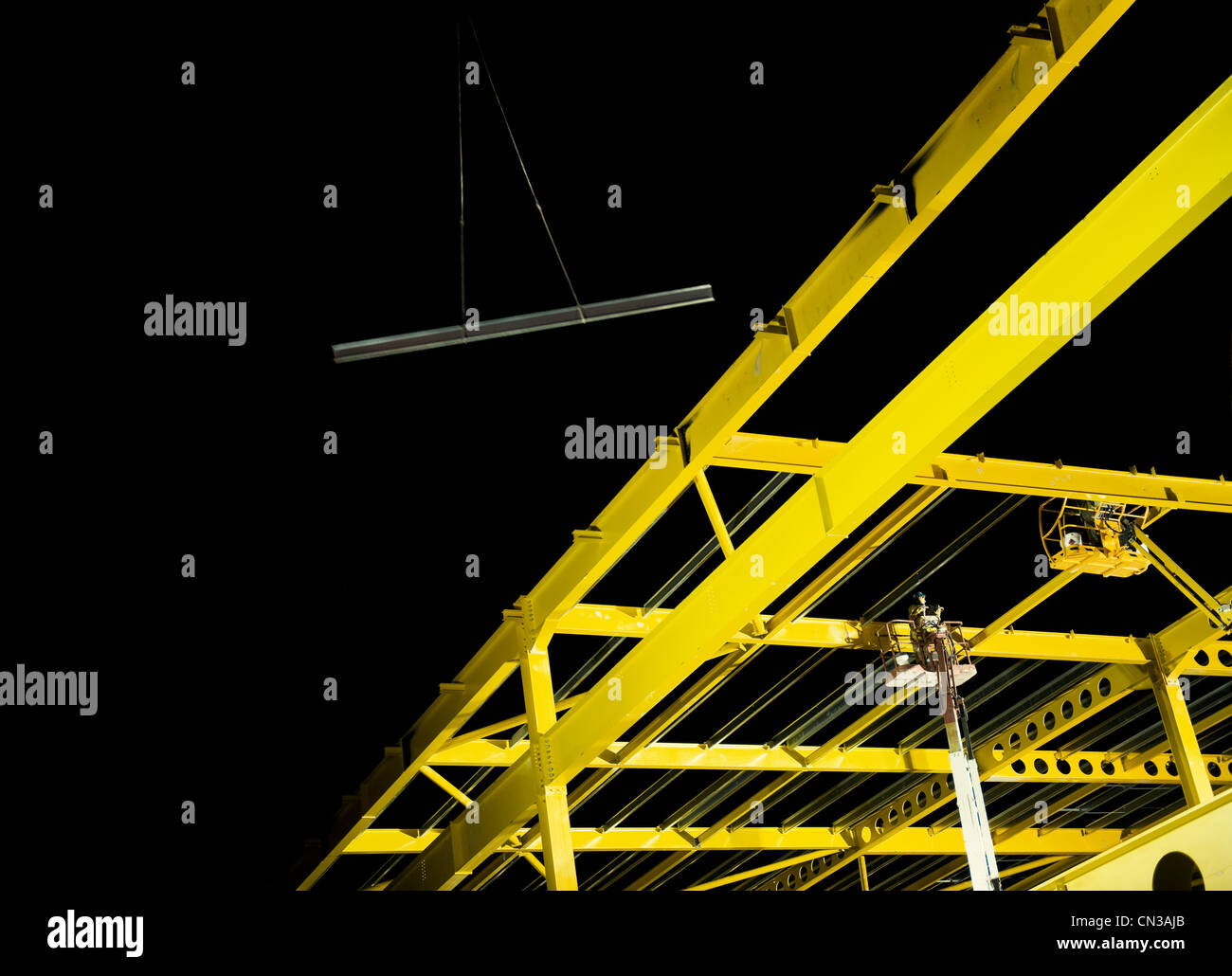 Yellow steel girder framework on construction site Stock Photo Alamy