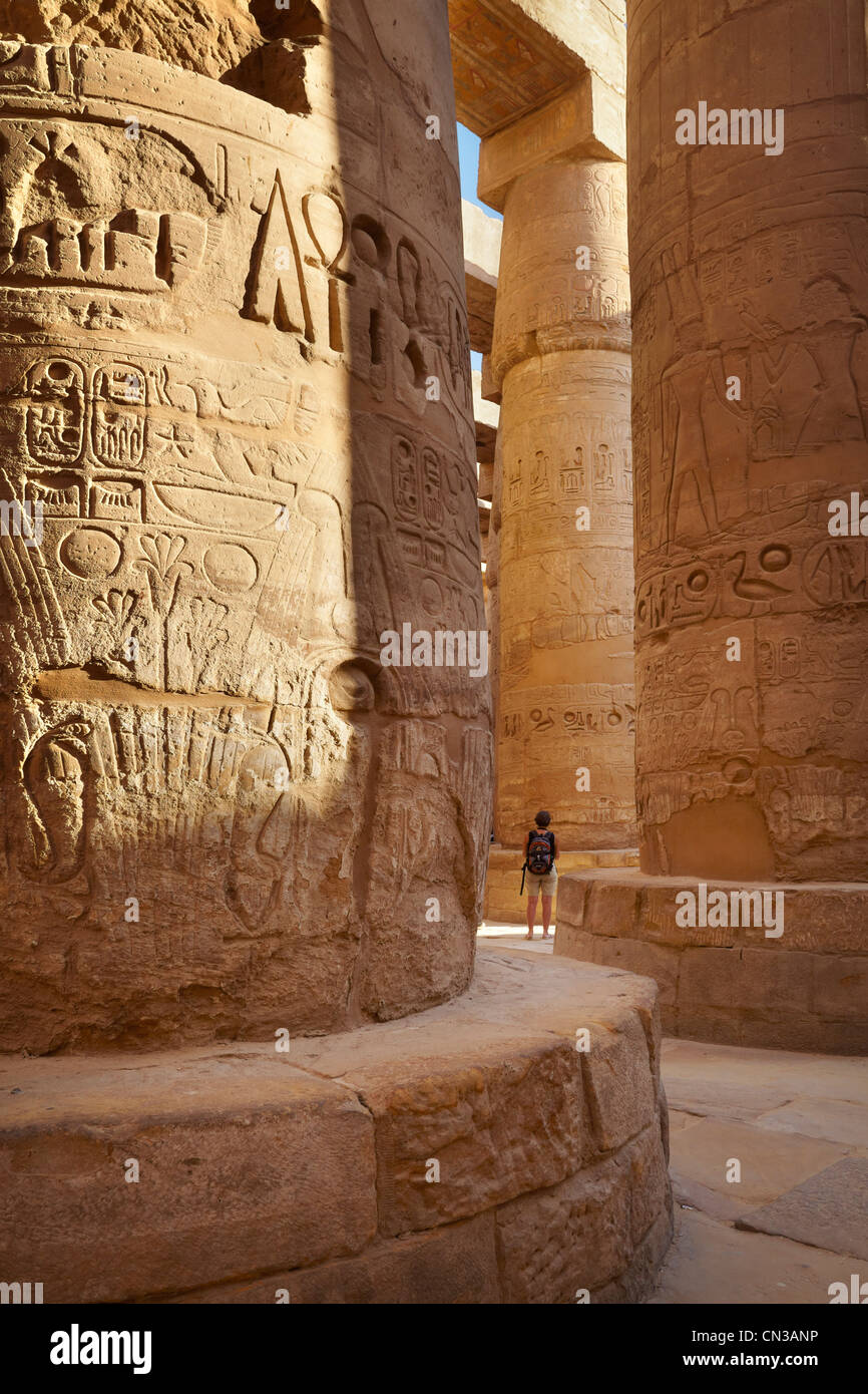 Hypostyle Hall in Karnak Temple, Karnak, Egypt Stock Photo