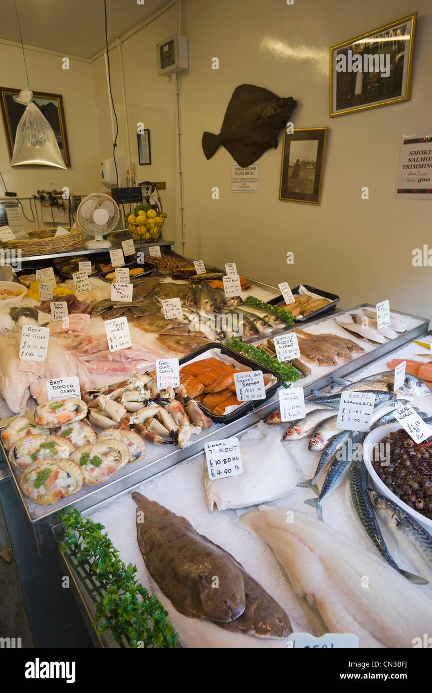 England, East Sussex, Hastings, The Stade, Fish Shop Display Stock