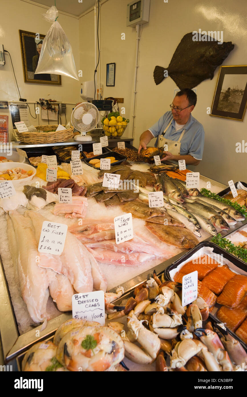 England, East Sussex, Hastings, The Stade, Fish Shop Display Stock