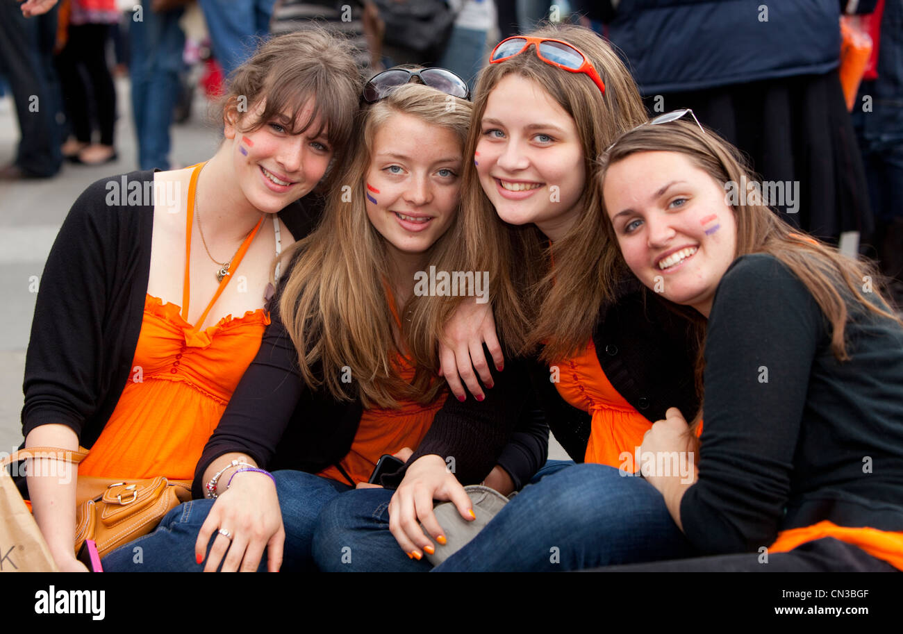 Holland House Group Of Dutch Young Women Celebrating The Dutch Queens