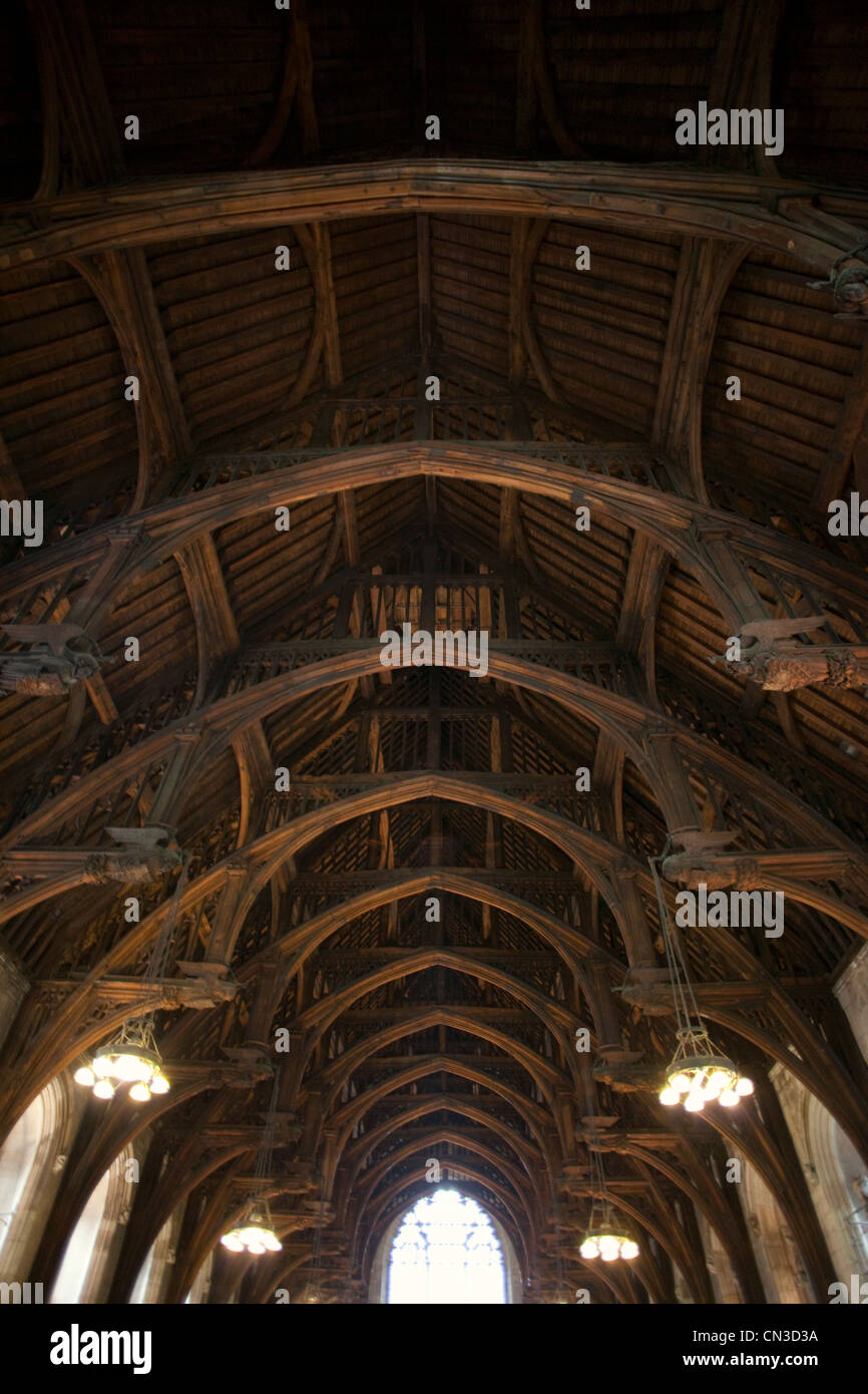 England, London, Palace of Westminster, Hammer-Beam Roof of Westminster Hall Stock Photo