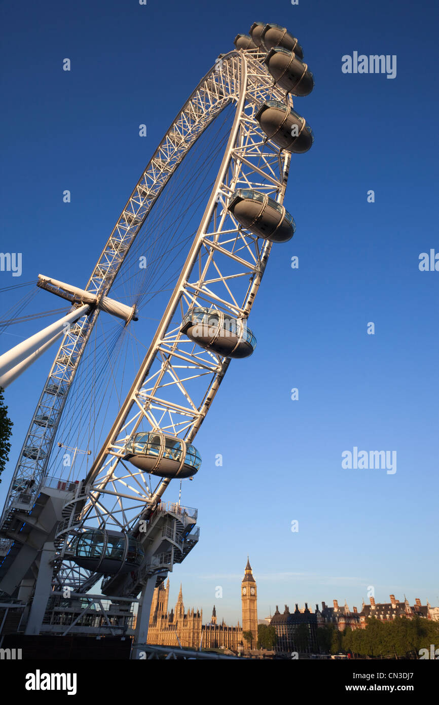 England, London, London Eye and Palace of Westminster Stock Photo