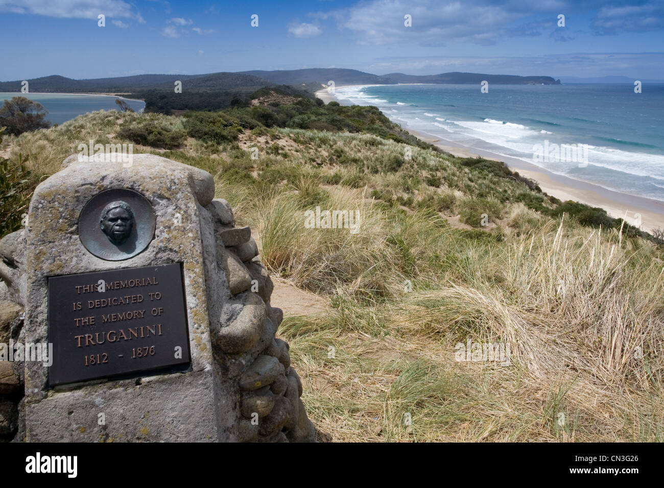 Australia, Tasmania, Bruny Island, memorial dedicated to the Aboriginal resistant Truganini Princess, killed by the settlers in Stock Photo