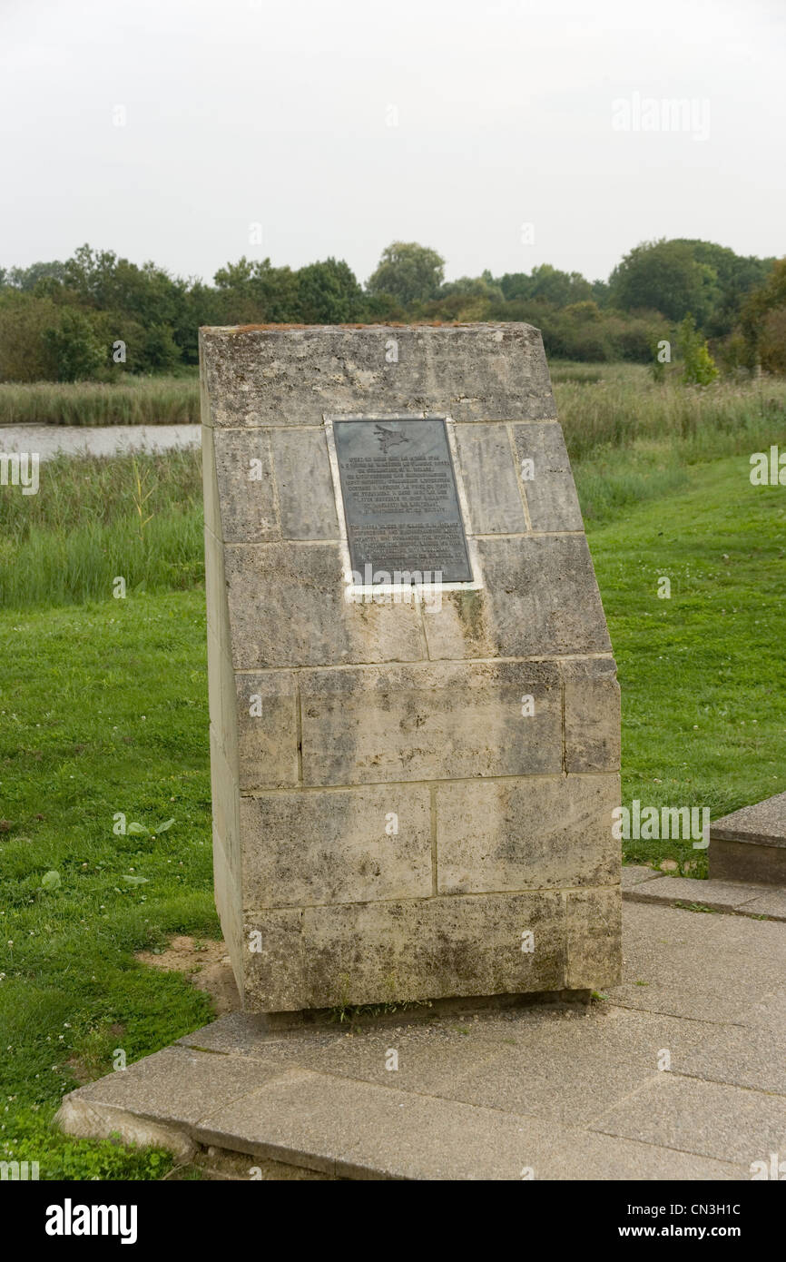 Memorial at Pegasus Bridge marking the landing of British gliders on D