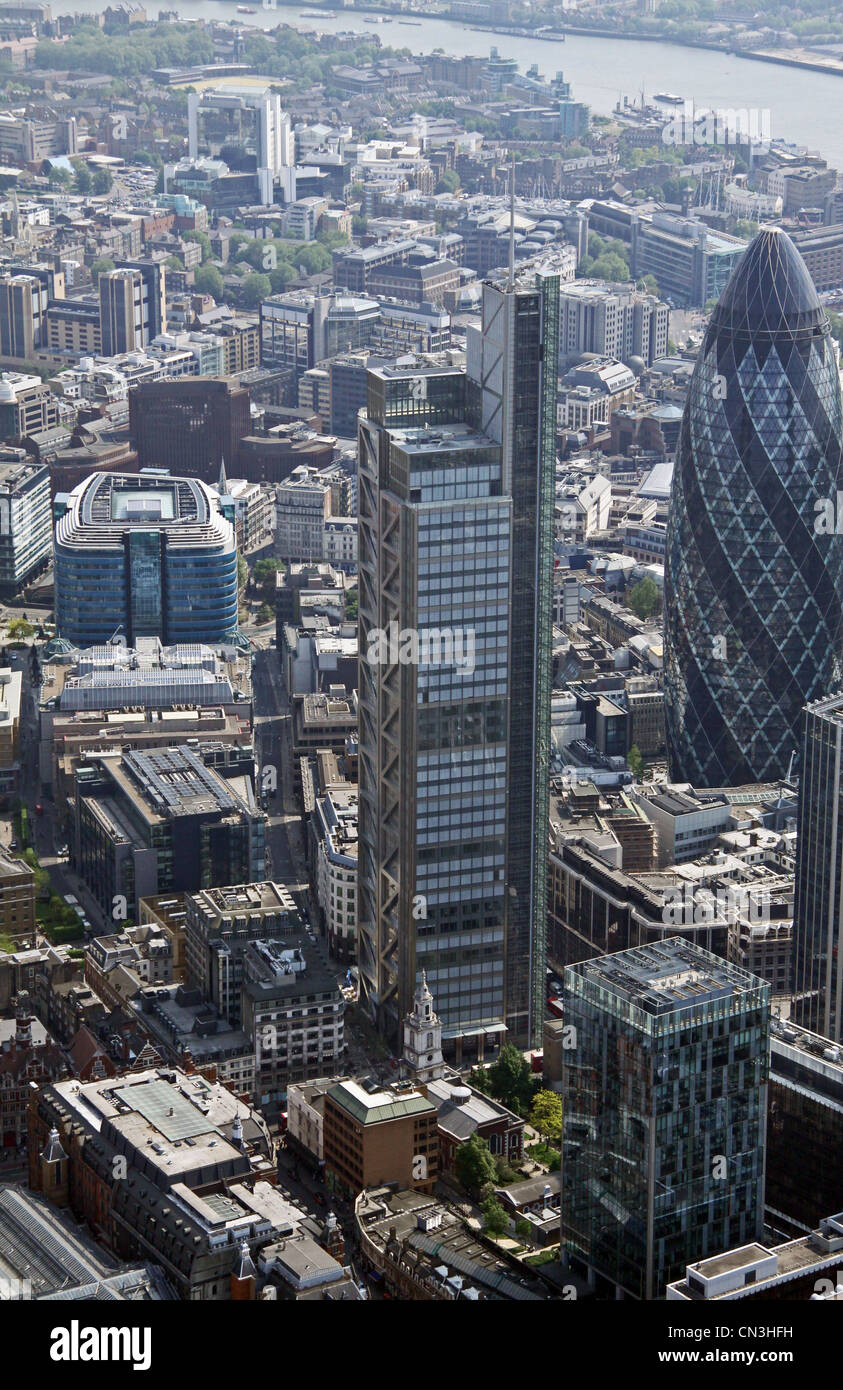 Aerial view of The City of London EC1 with The Leadenhall Building prominent Stock Photo