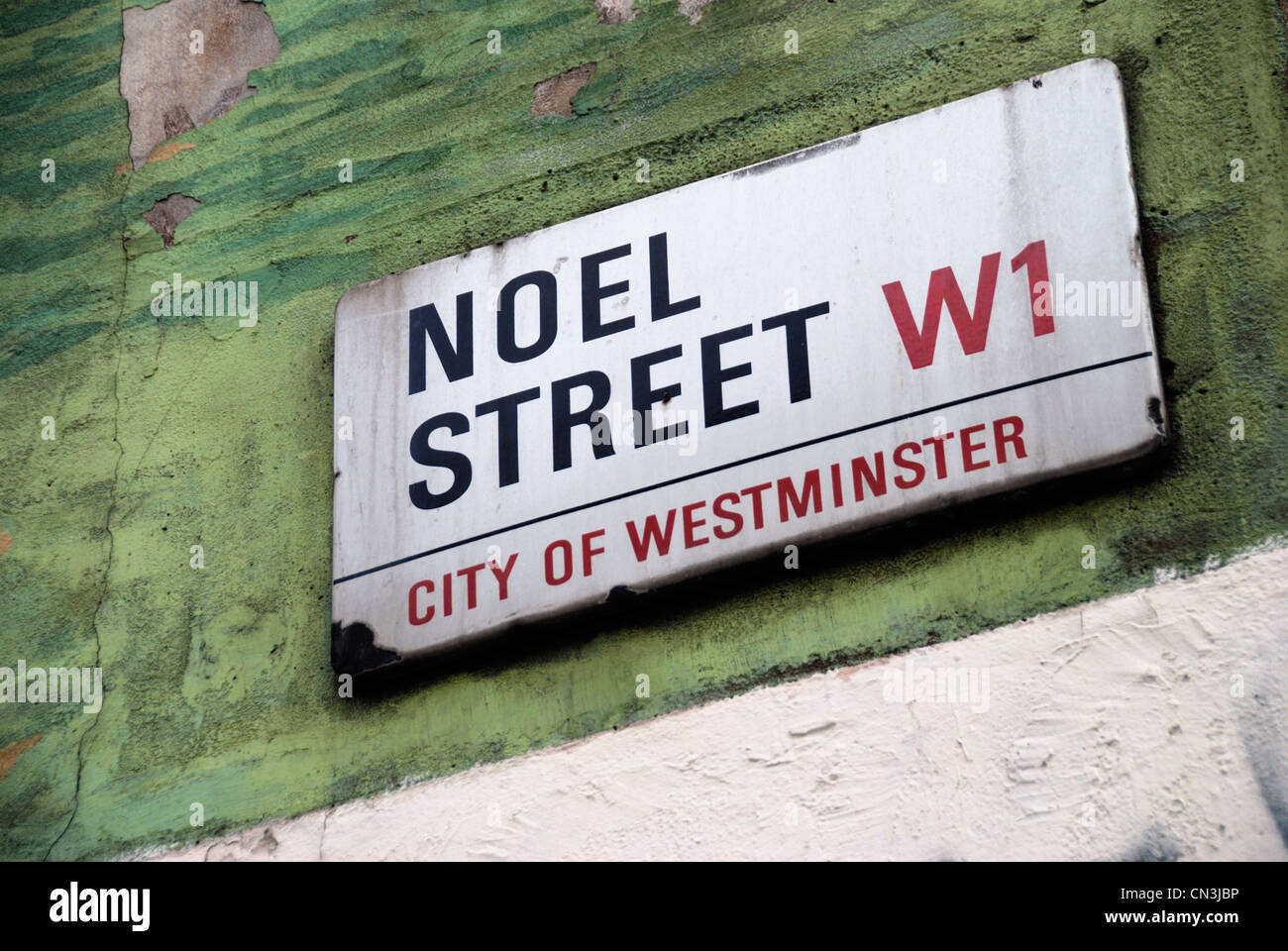 Noel Street W1 City of Westminster street sign, Soho, London, UK Stock